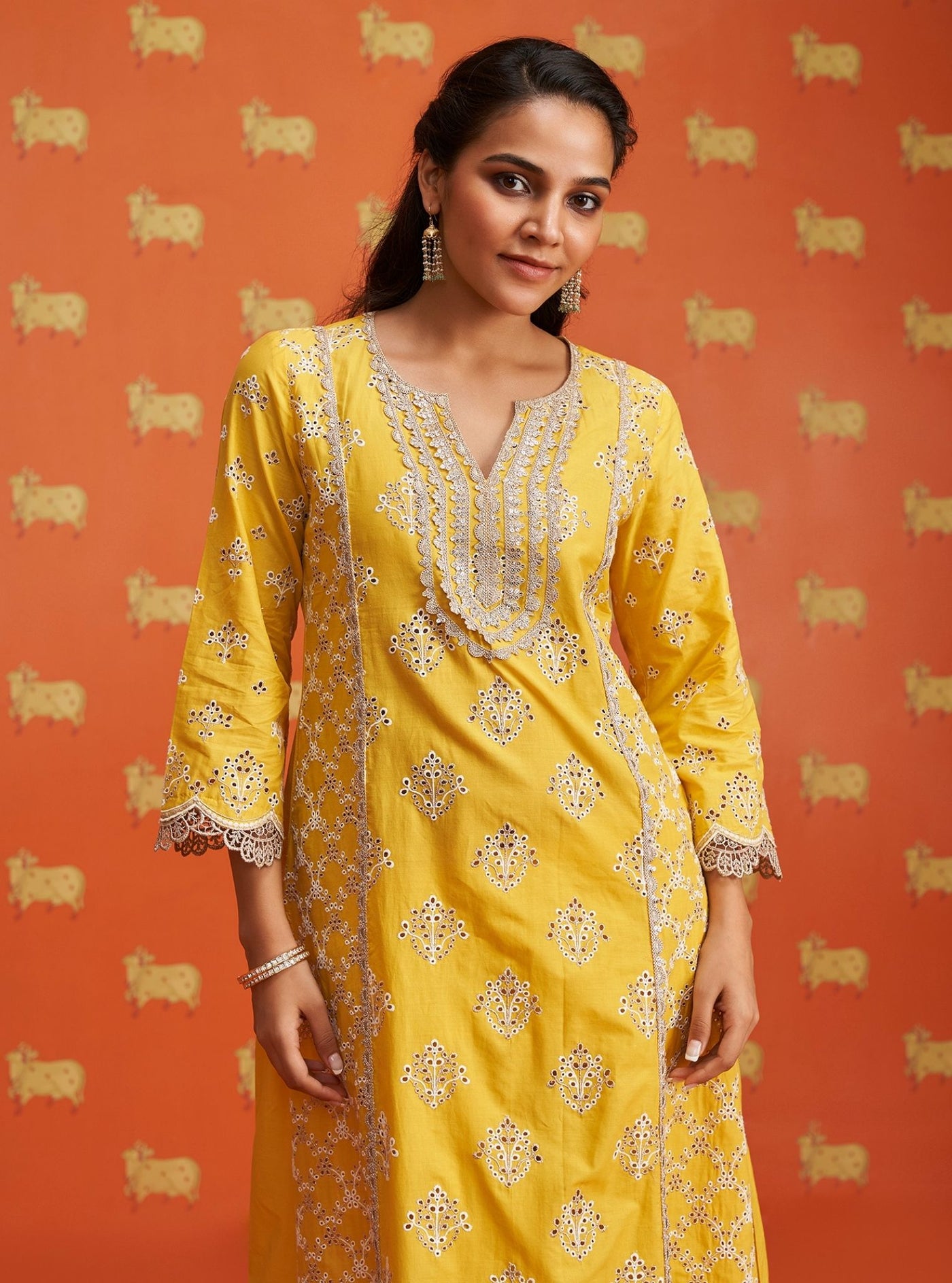 Reeva Supima Cotton Yellow Kurta Set
