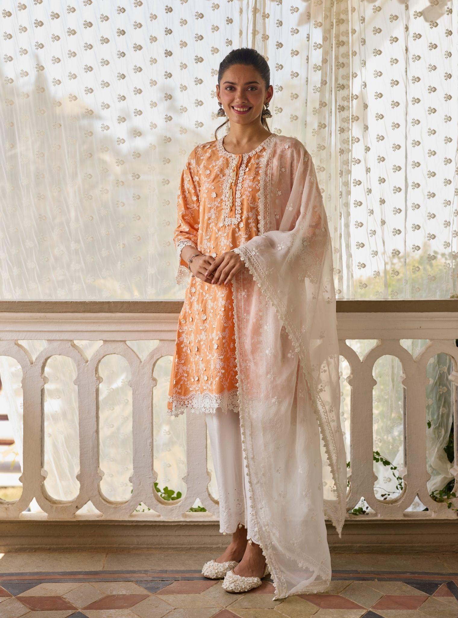BayBreeze Supima Cotton Orange Kurta Set