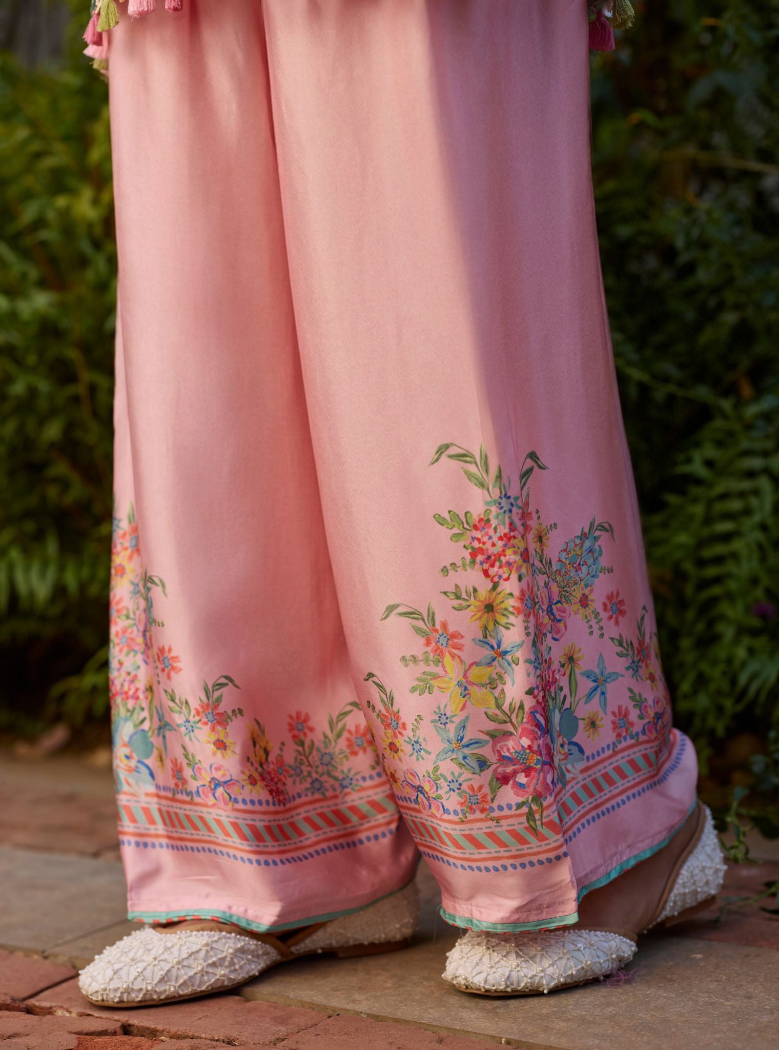 Zivae Cupro Satin Printed Pink Kurta Set