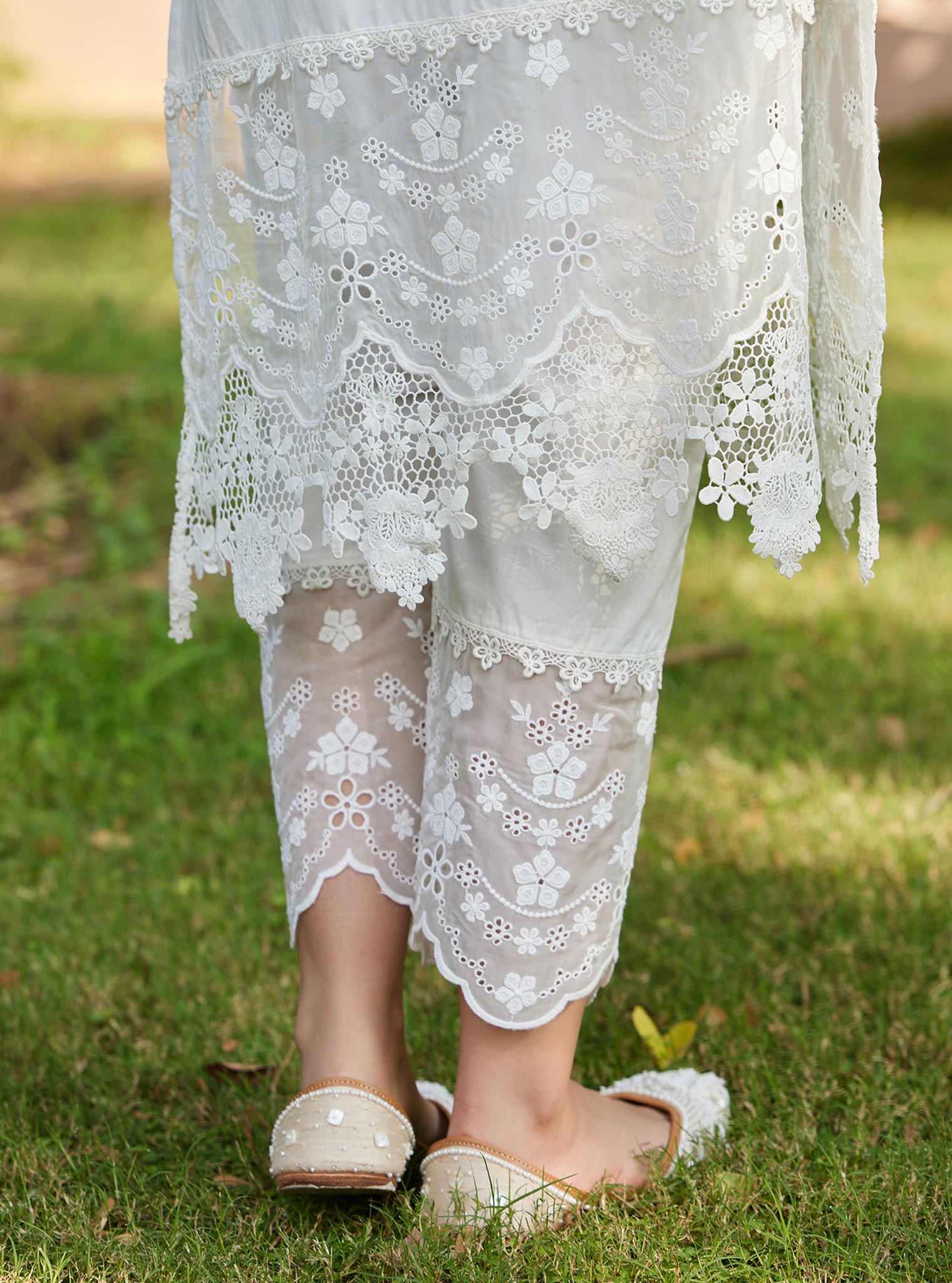 Mulmul Cotton Reeva Off White Pant