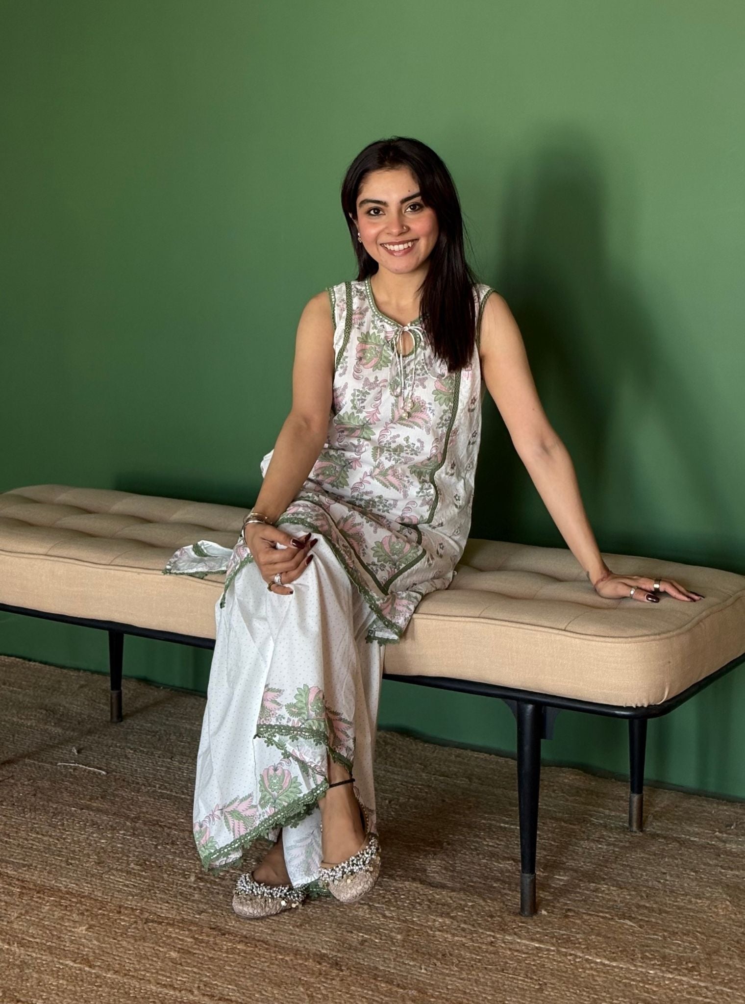 Sakura Supima Cotton Green Kurta Set