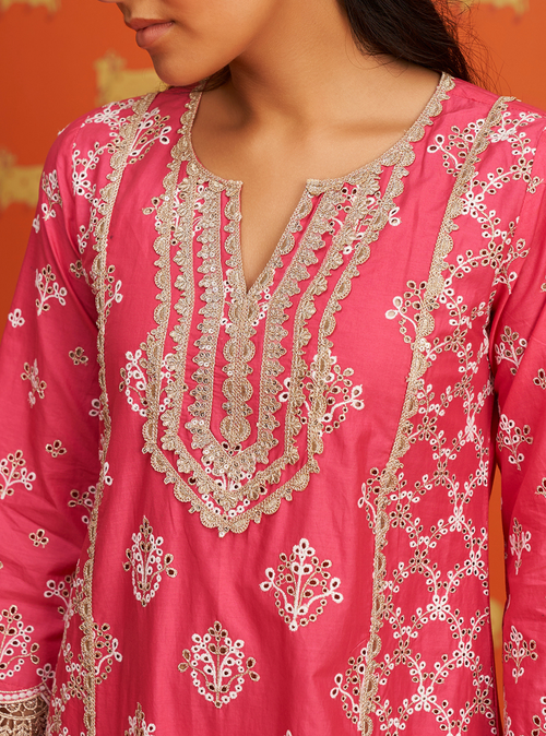 Amoli Supima Cotton Fuschia Kurta Set