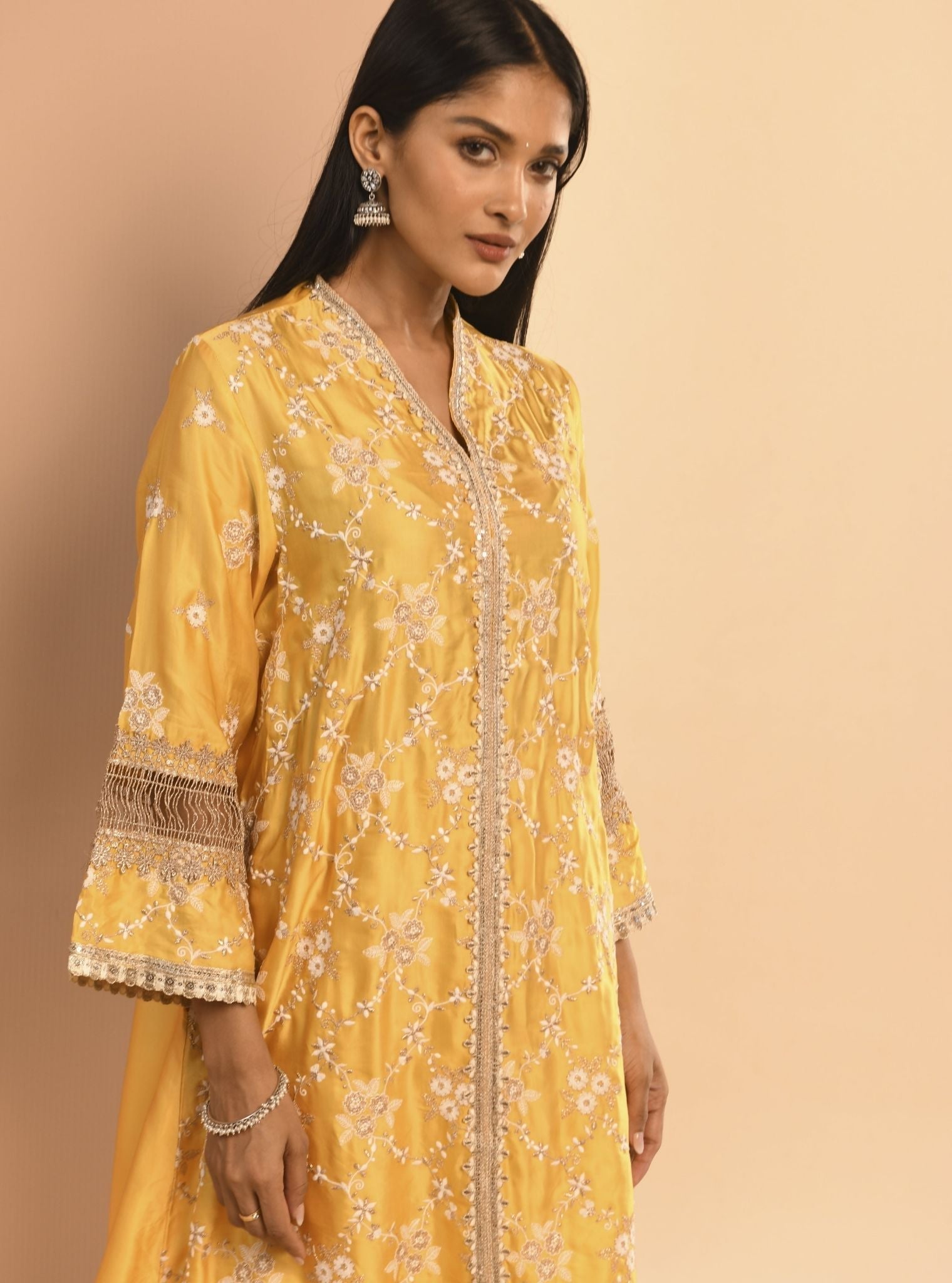 Dvija Cupro Yellow Kurta Set