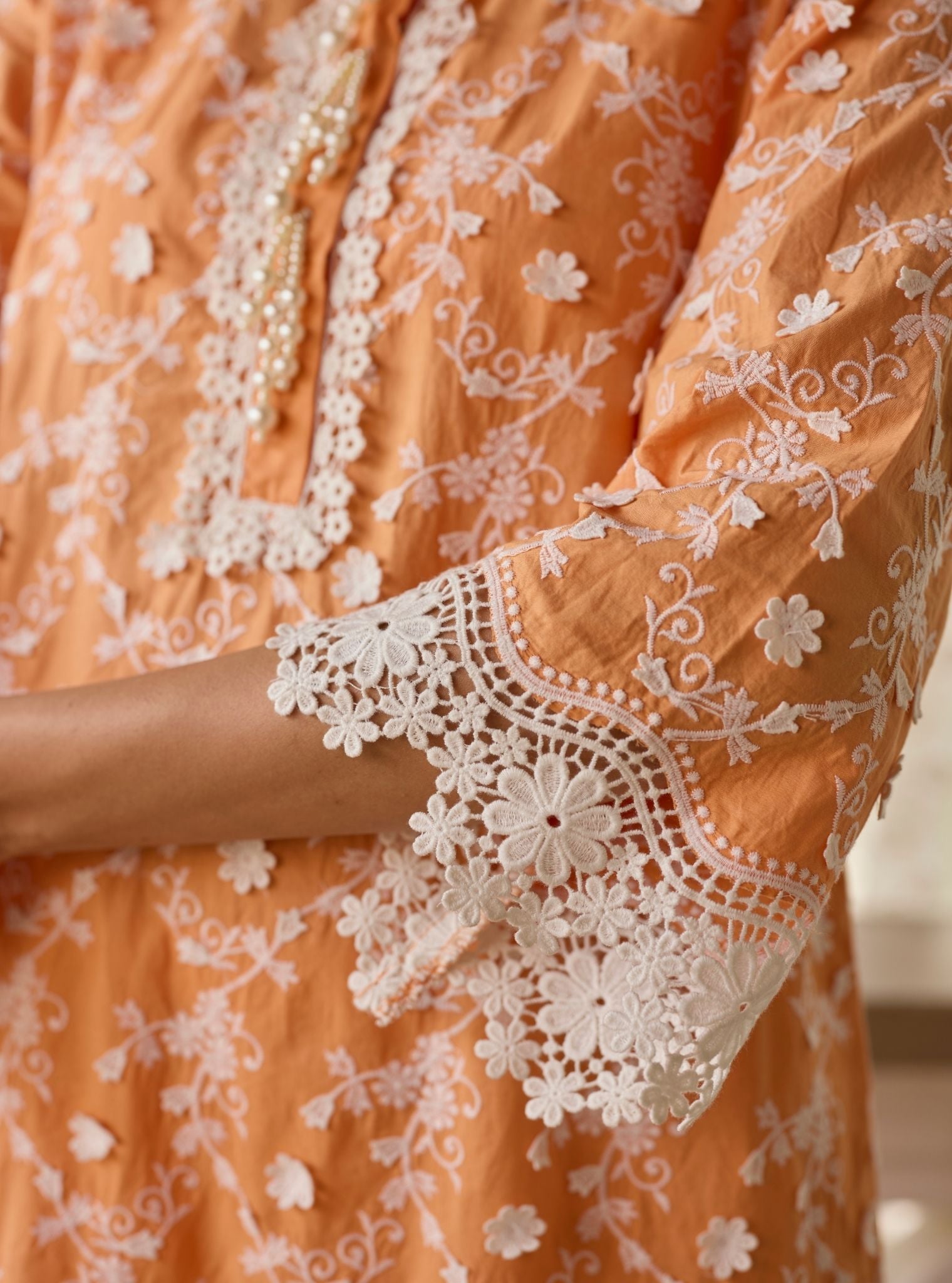 BayBreeze Supima Cotton Orange Kurta Set