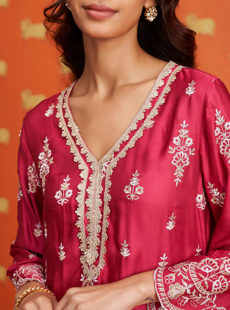 Emon Cupro Satin Black Kurta Set