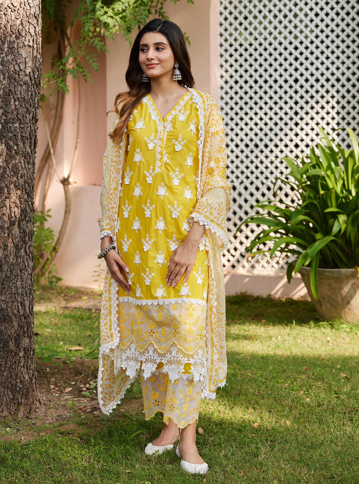 Mulmul Organza Shehed Yellow Dupatta