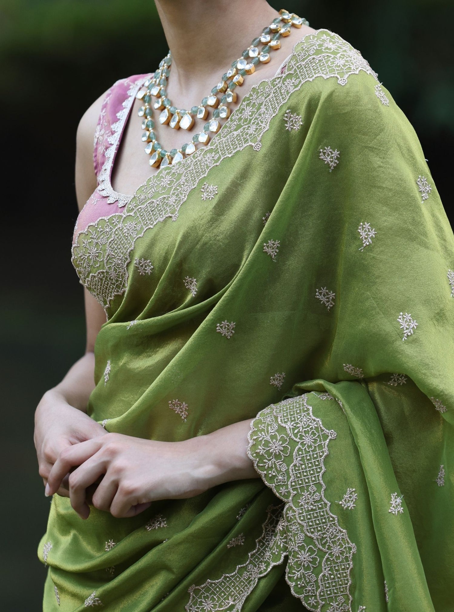 Mubarak Lurex Organza Fuschia Saree