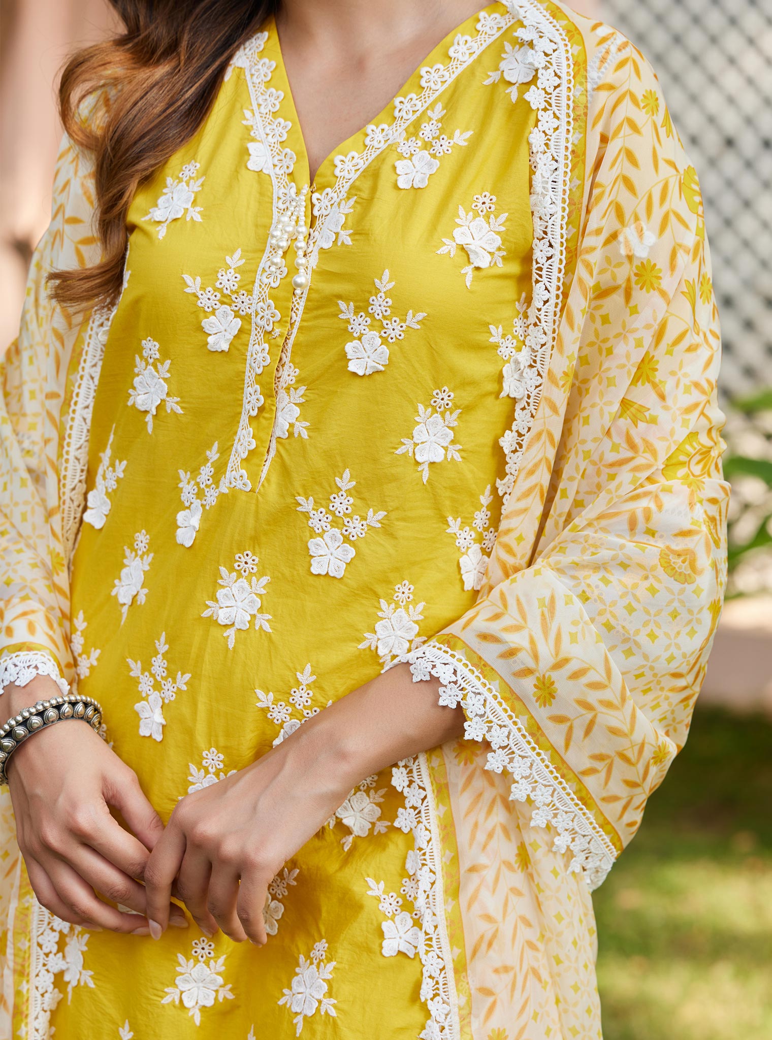 Mulmul Cotton Reeva Yellow Kurta