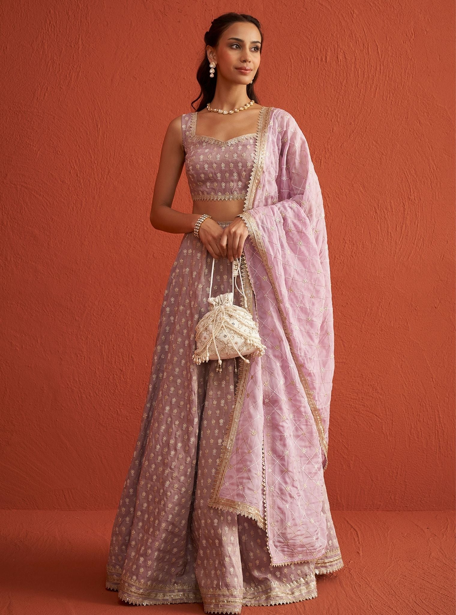 Mulmul Organza Heeriye Lilac Dupatta