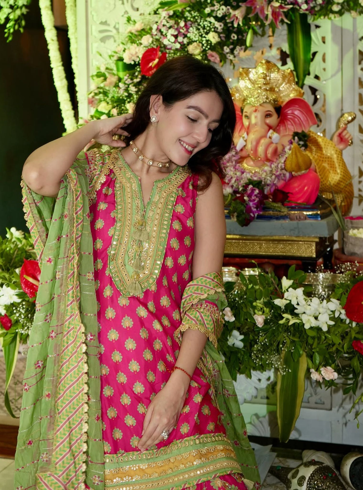 Ayra Lawn Printed Fuchsia Kurta with Garara