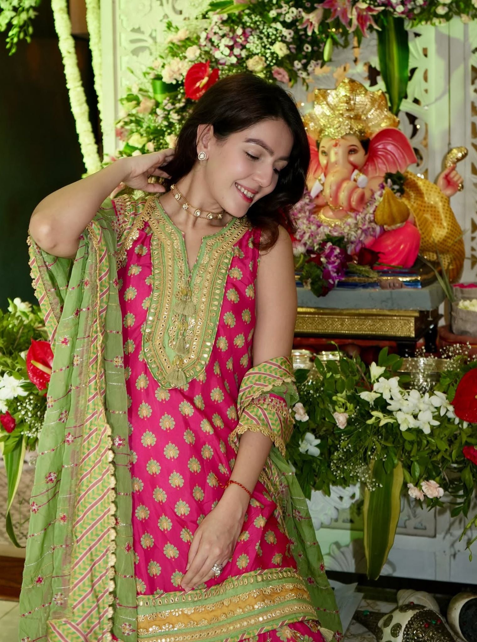 Ayra Lawn Printed Fuchsia Kurta with Garara