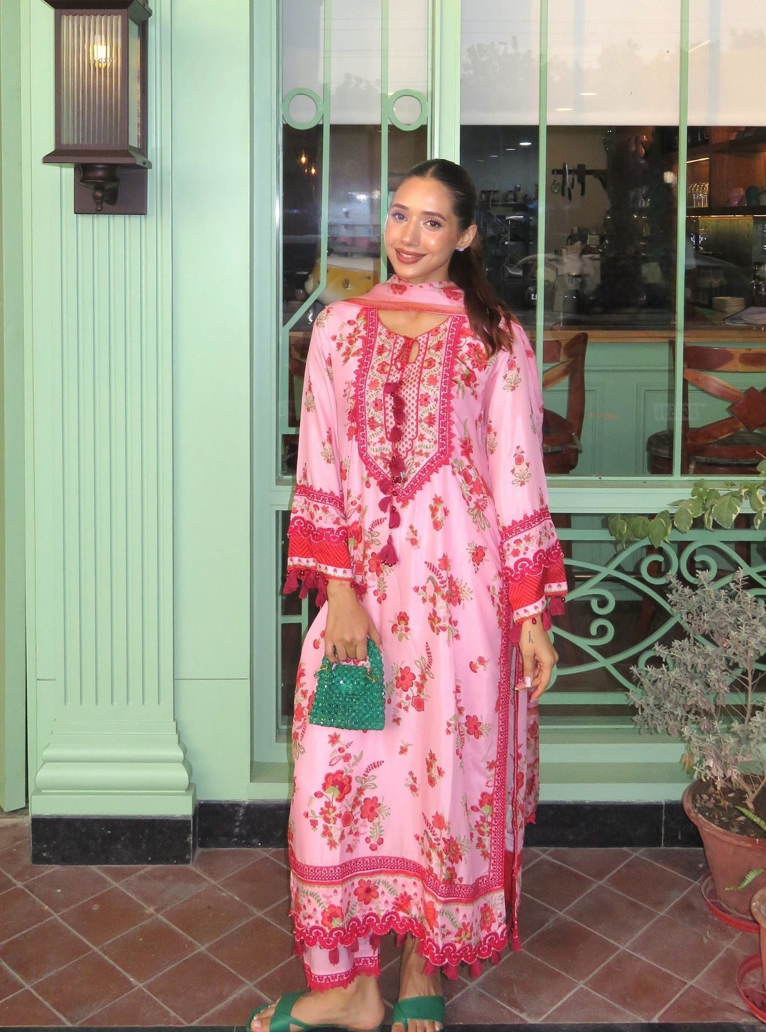 Suvi Lawn Printed Pink Kurta Set