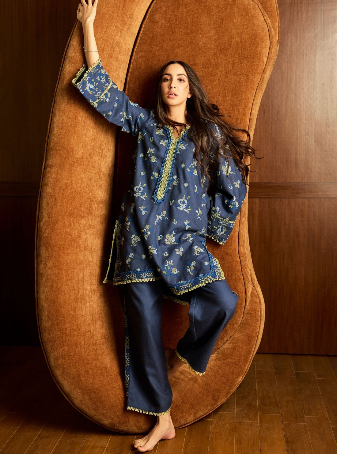 Lila 01 Marina Silk Lime Color Kurti Pant Dupatta Diwali Festival main image 0