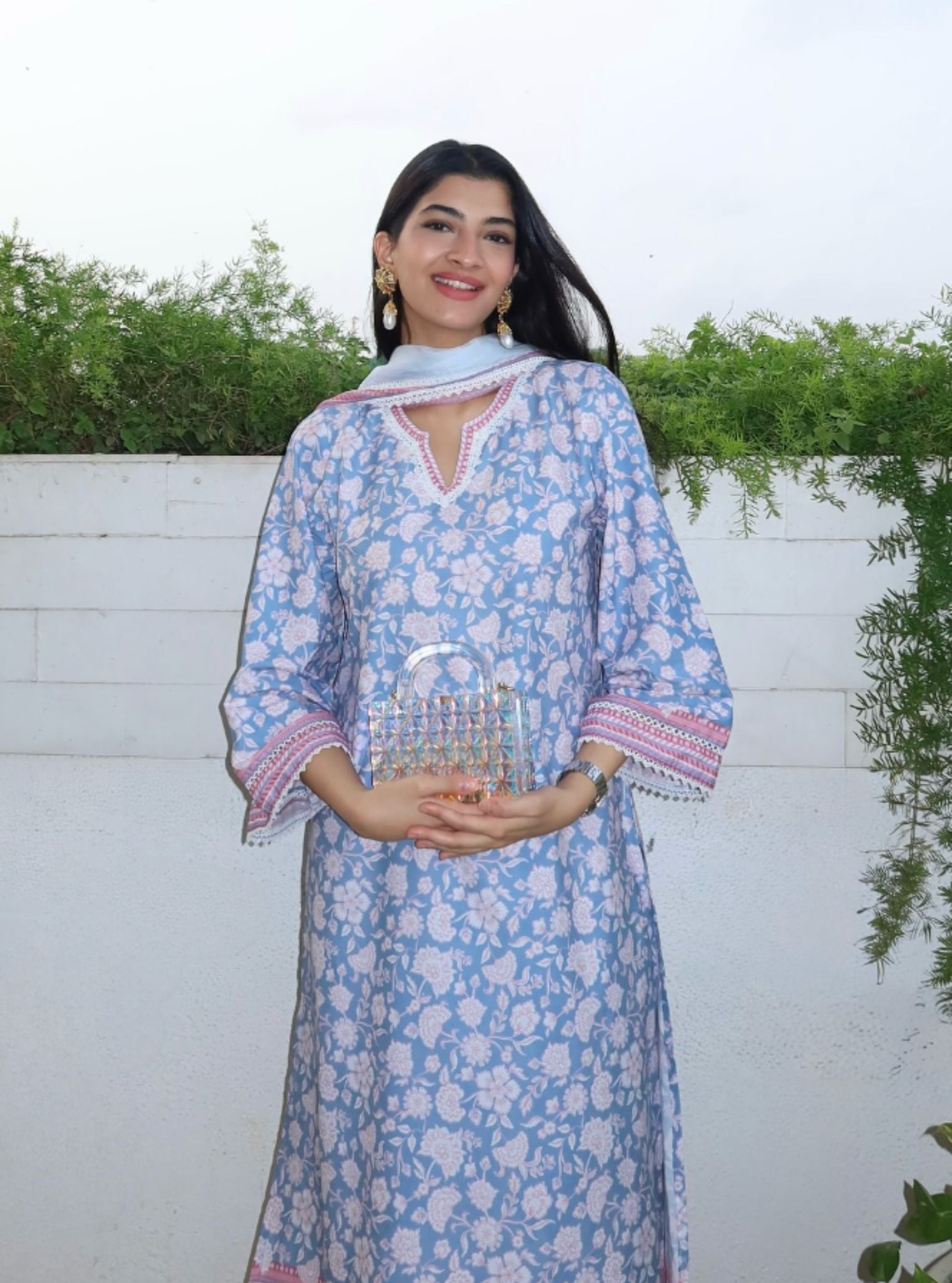 Rosabelle Steel Blue Mulmul Cotton Kurta Set