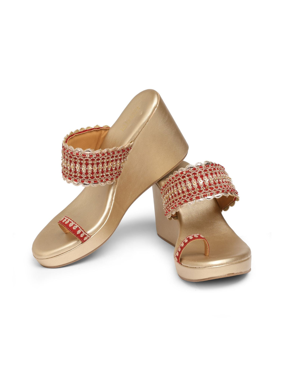 Stand by me Red Vegan Wedge Heel