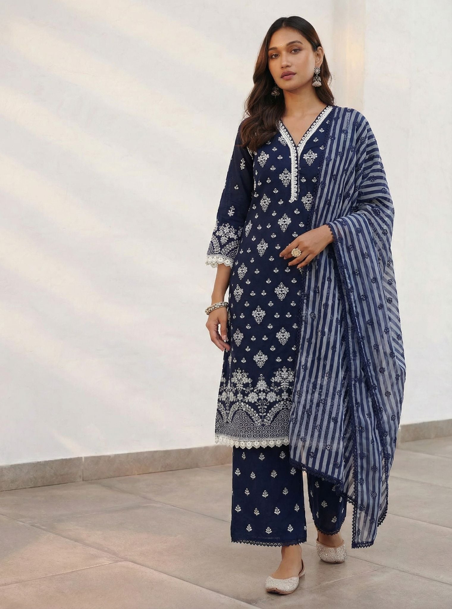 Peehu Supima Cotton Navy Kurta Set
