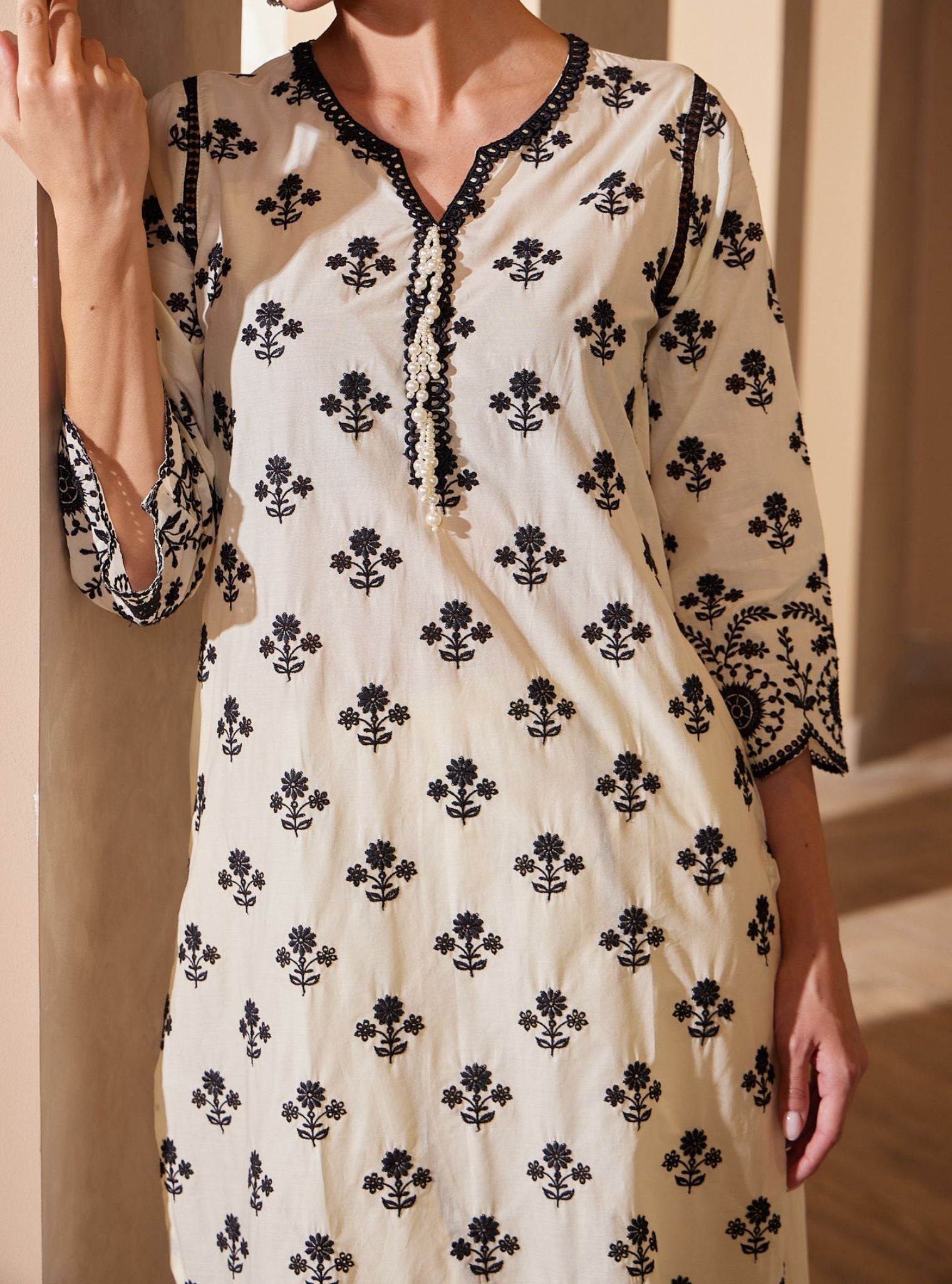 Mulmul Cotton Arpora Off White kurta