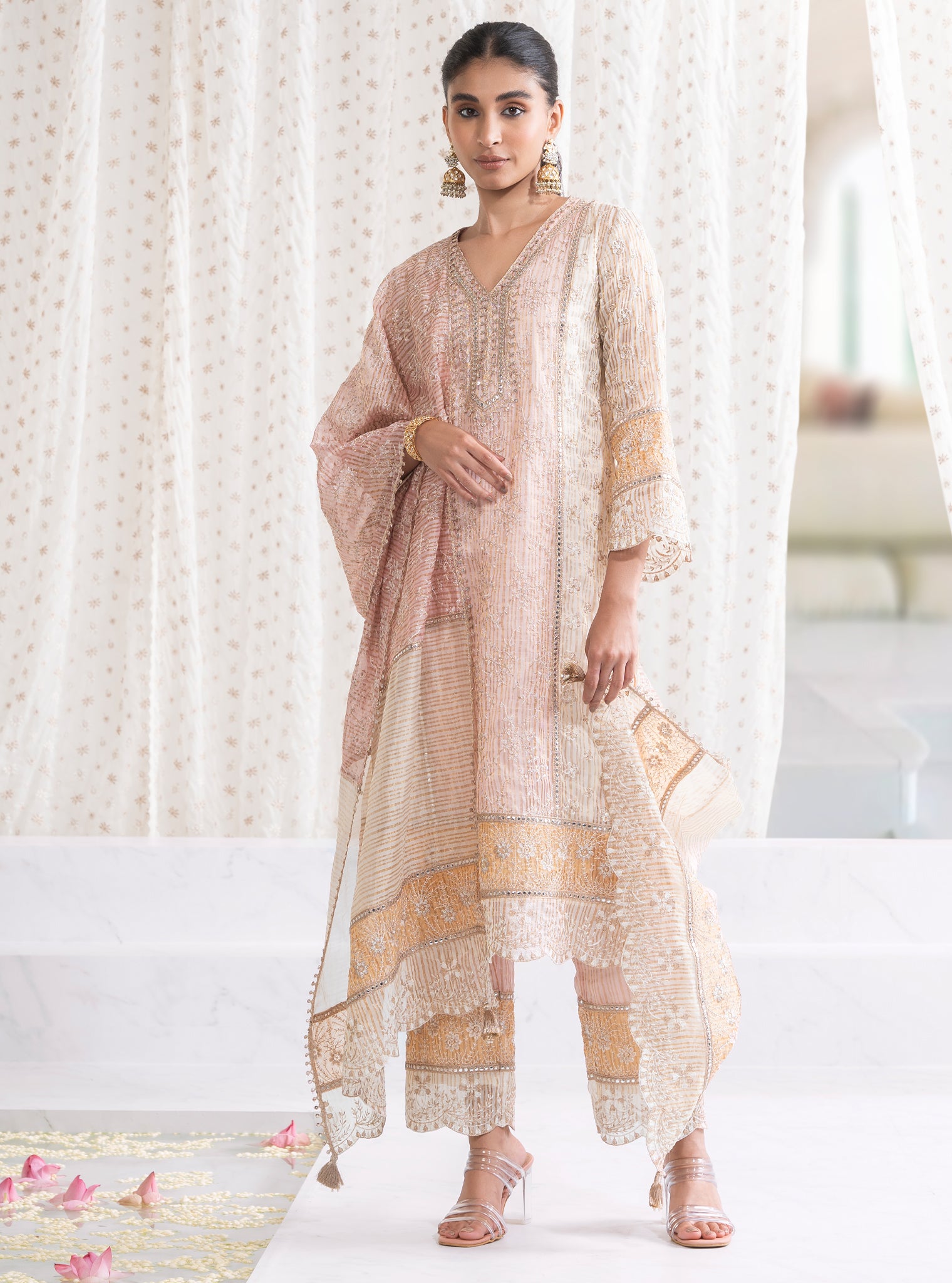 Mulmul Organza Aboli Pink Dupatta