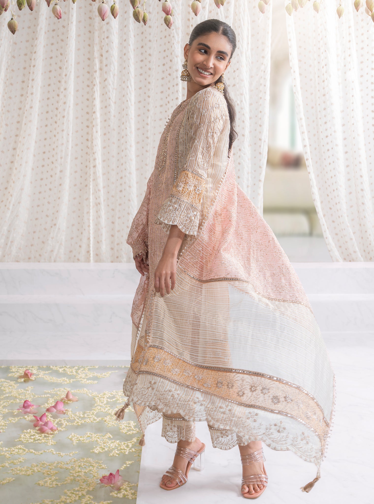 Mulmul Organza Aboli Pink Dupatta