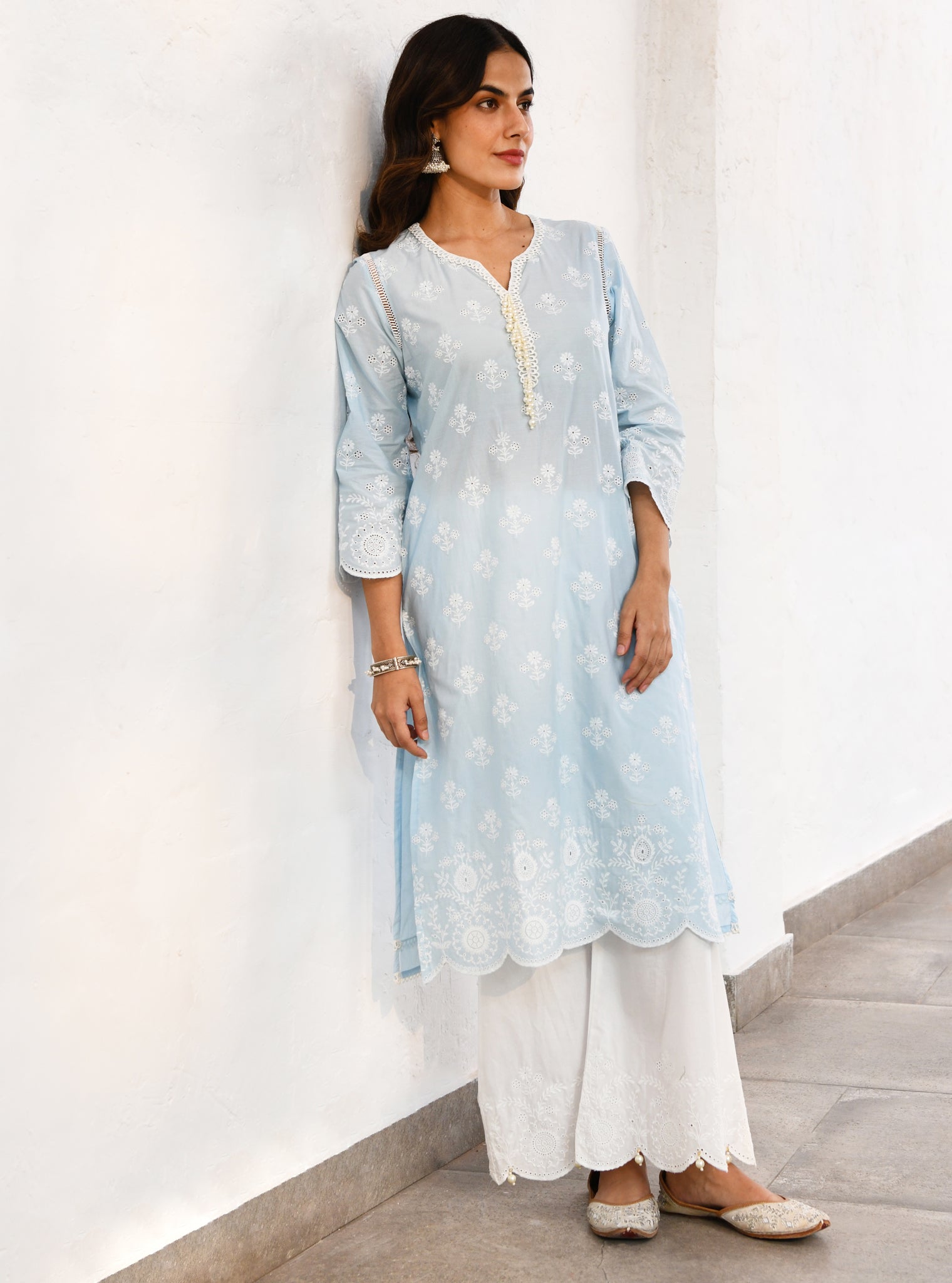 Mulmul Cotton Arpora Blue kurta