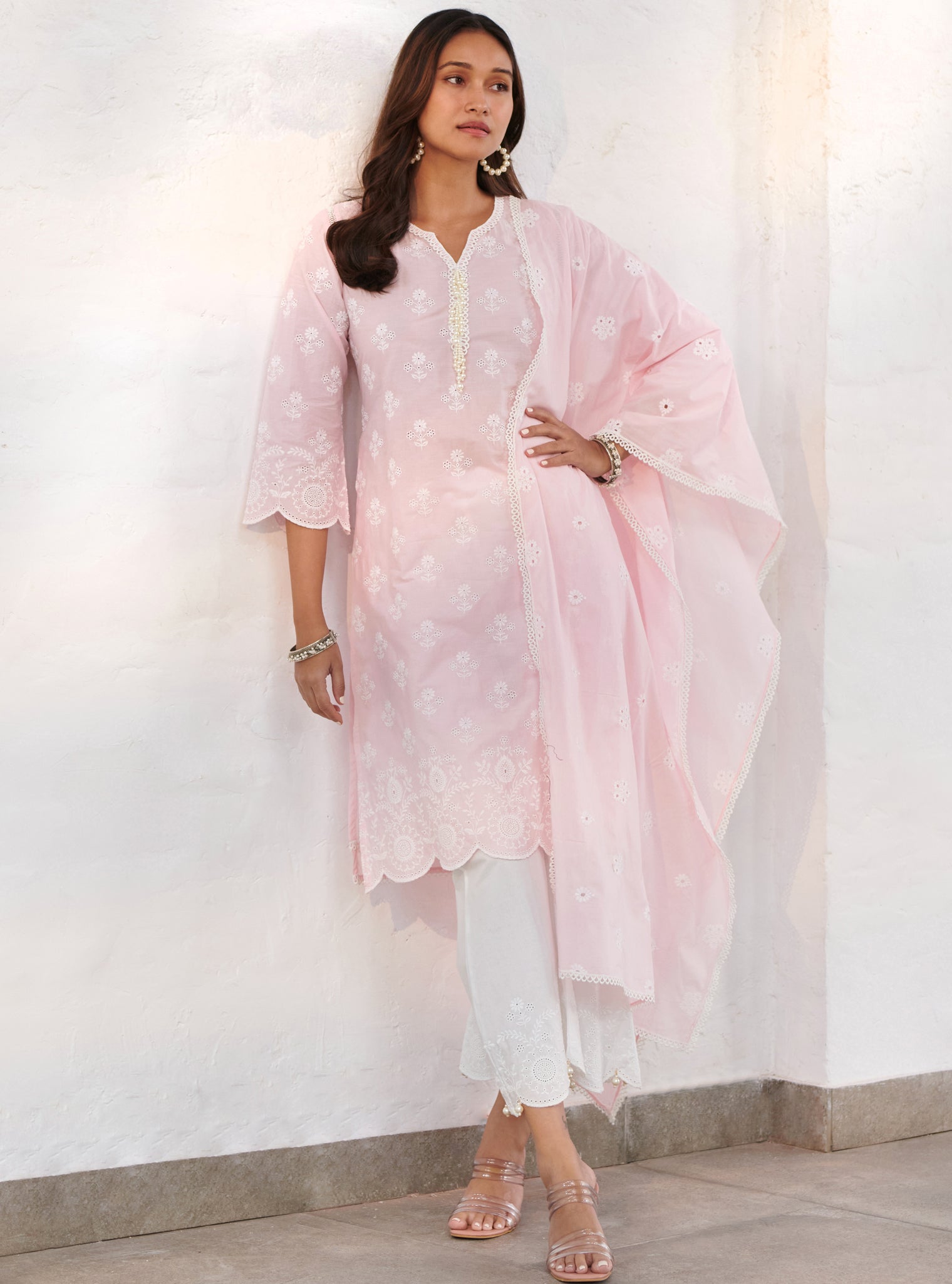 Mulmul Cotton Arpora Pink kurta