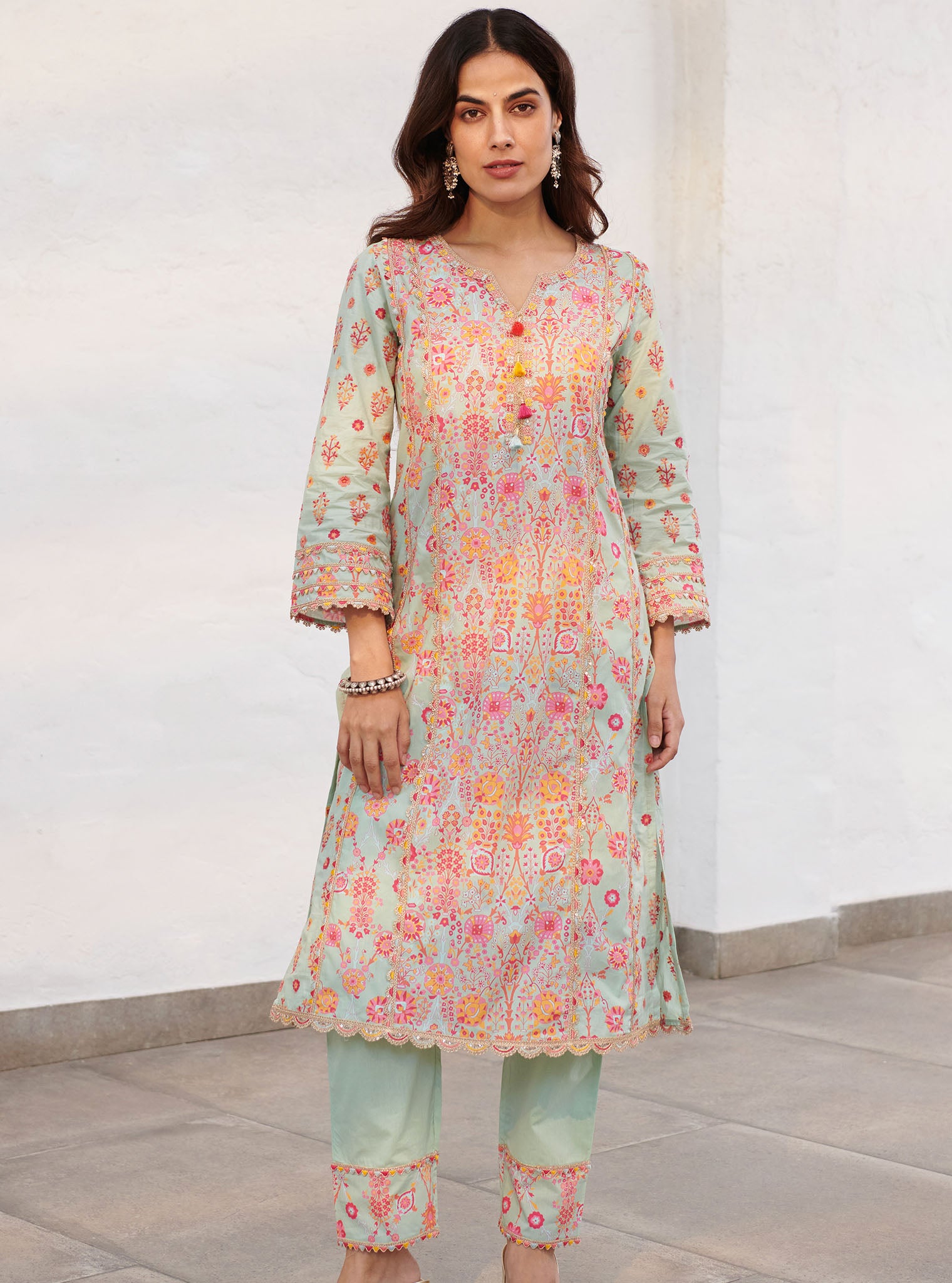 Mulmul Cotton Avery Green Kurta