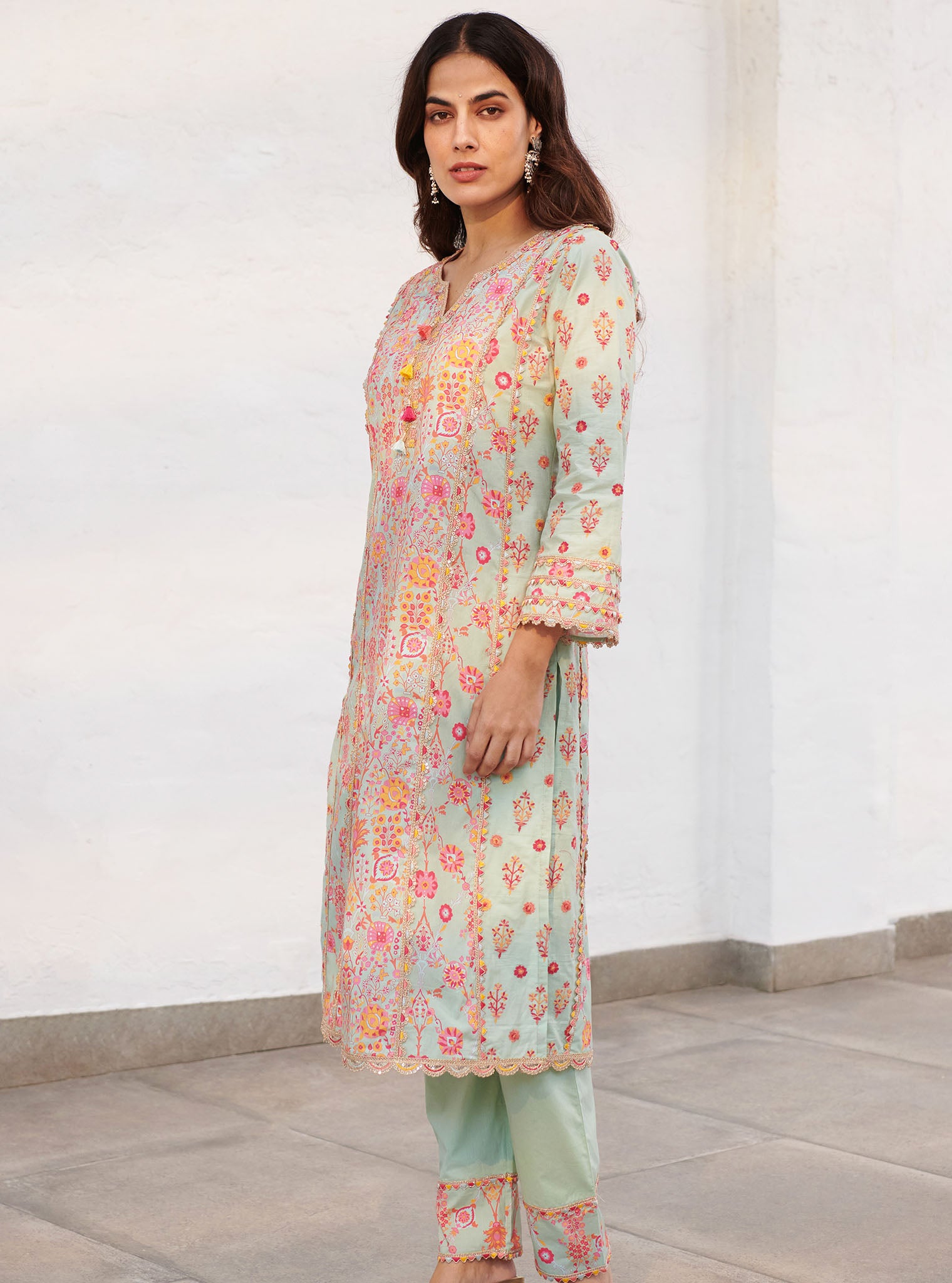 Mulmul Cotton Avery Green Kurta