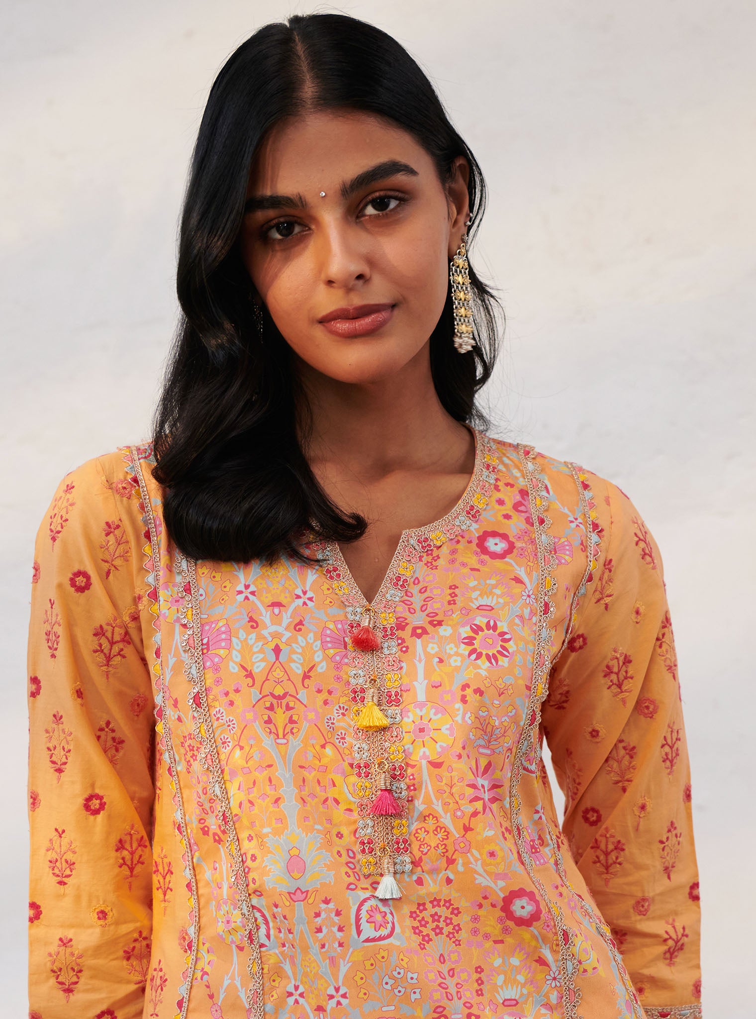 Mulmul Cotton Avery Orange Kurta