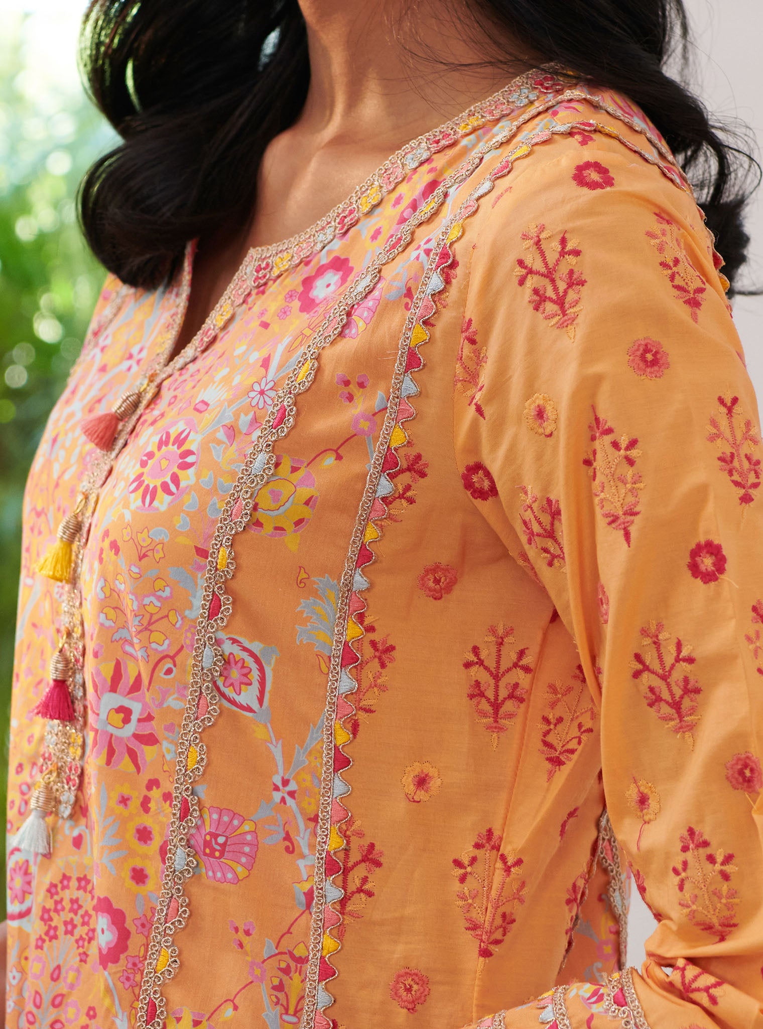 Mulmul Cotton Avery Orange Kurta