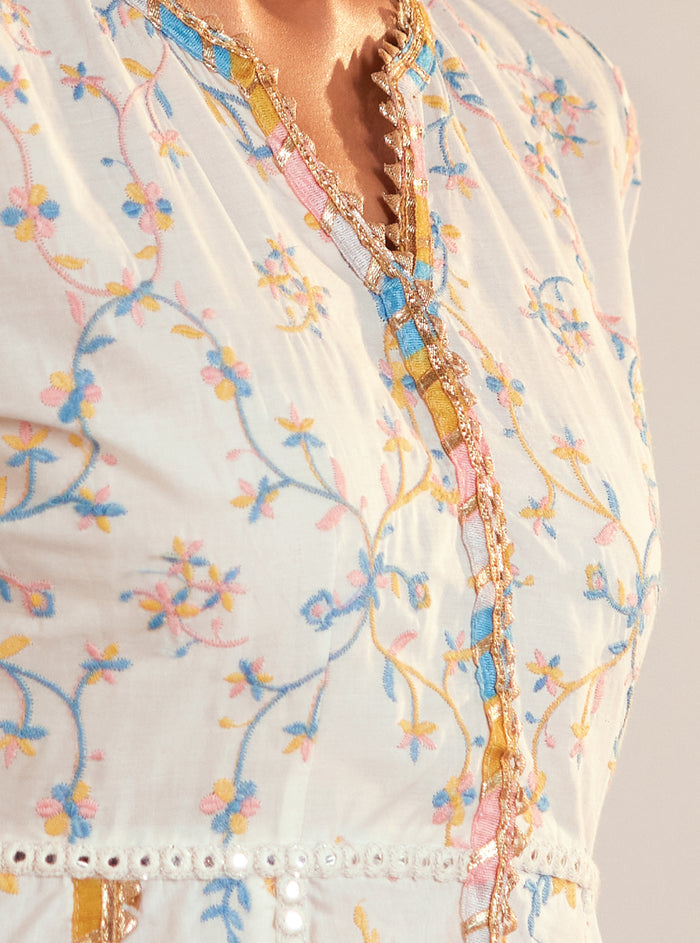 Mulmul Cotton Ayla Anarkali Off White Kurta