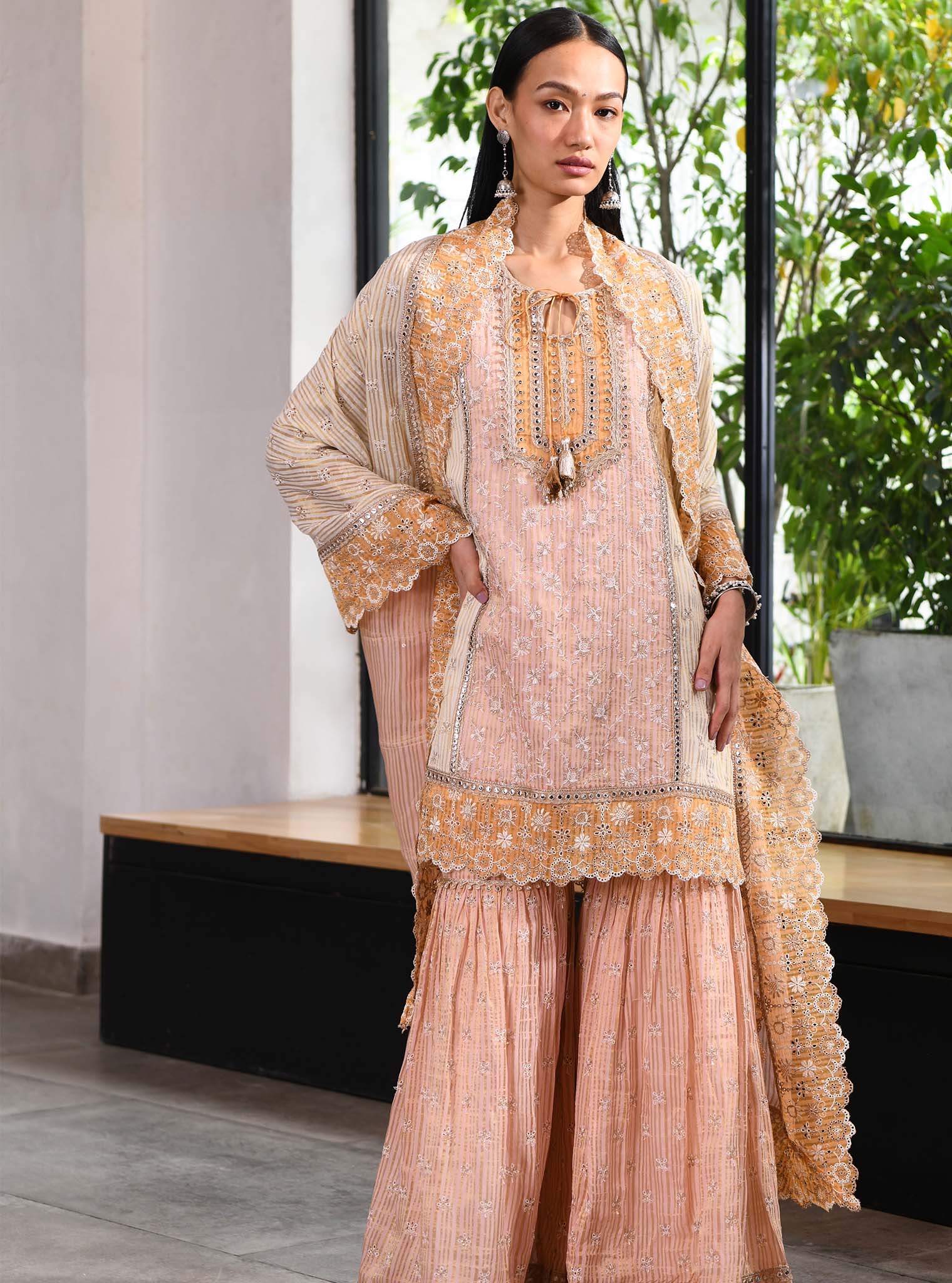 Mulmul Banarsi Birchin Pink Garara