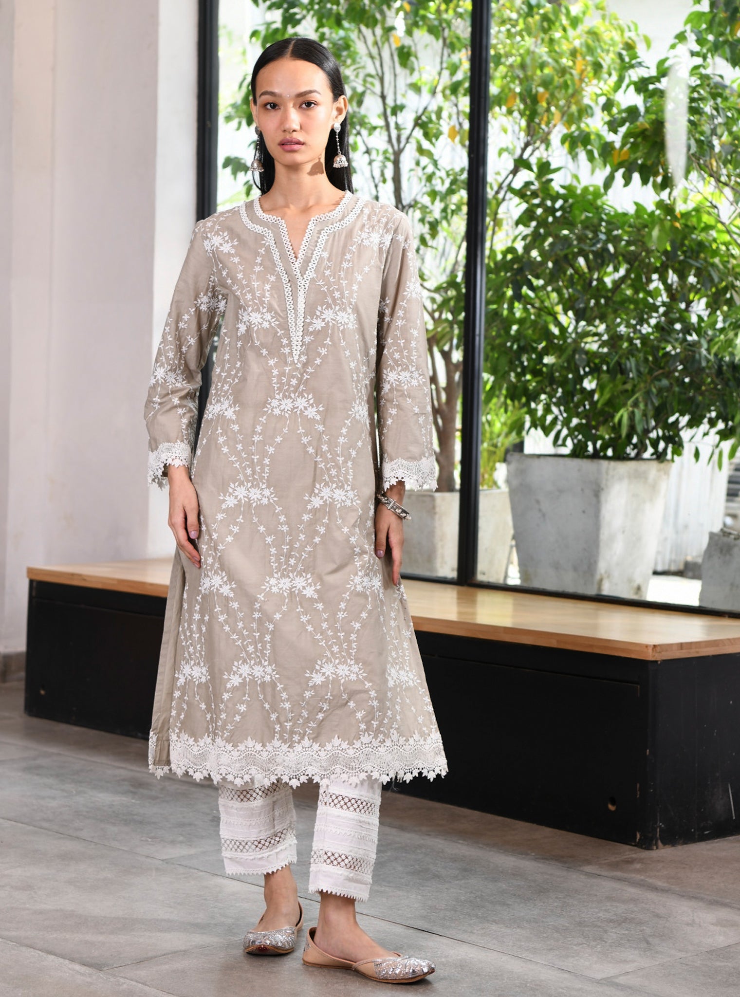 Cindy Supima Cotton Grey Kurta Set