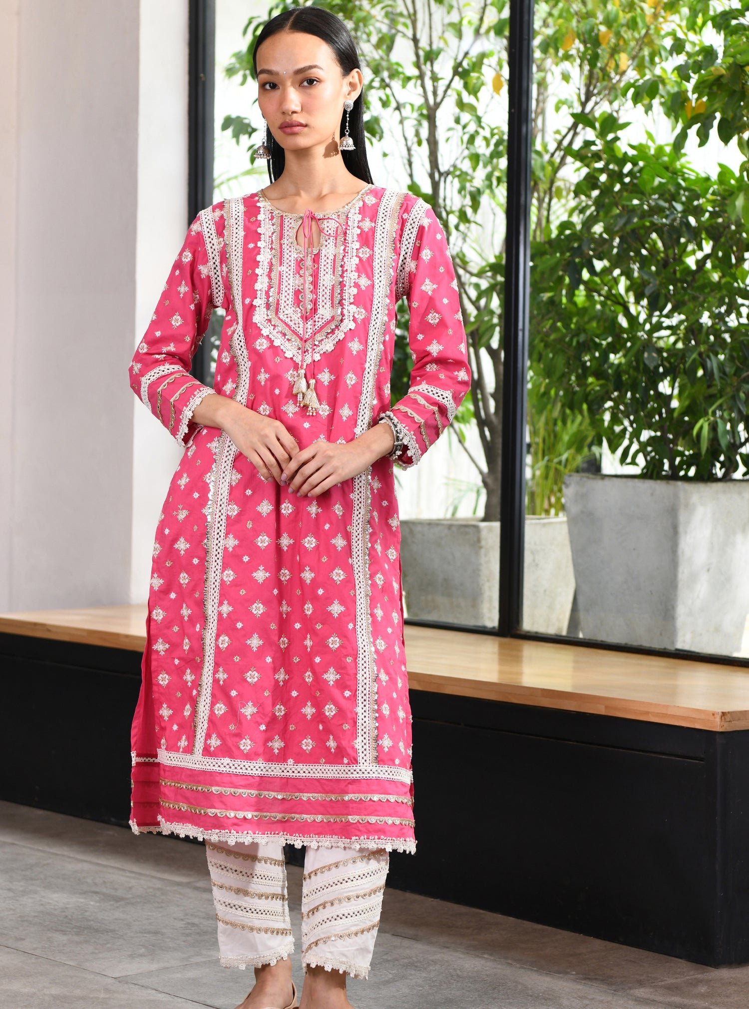 Mulmul Supima Cotton Corey Kurta Teal
