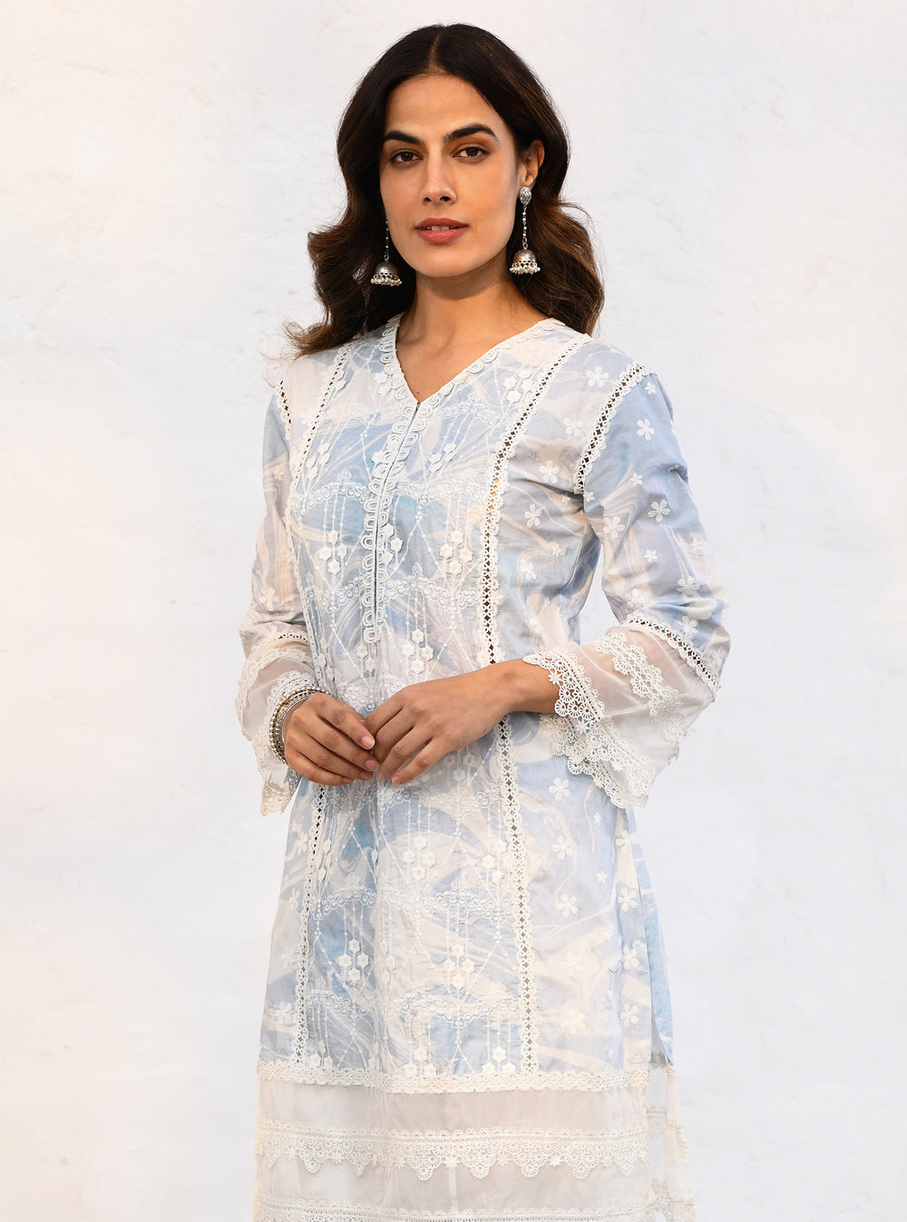 Mulmul Supima Cotton Marble Delphi Pink kurta