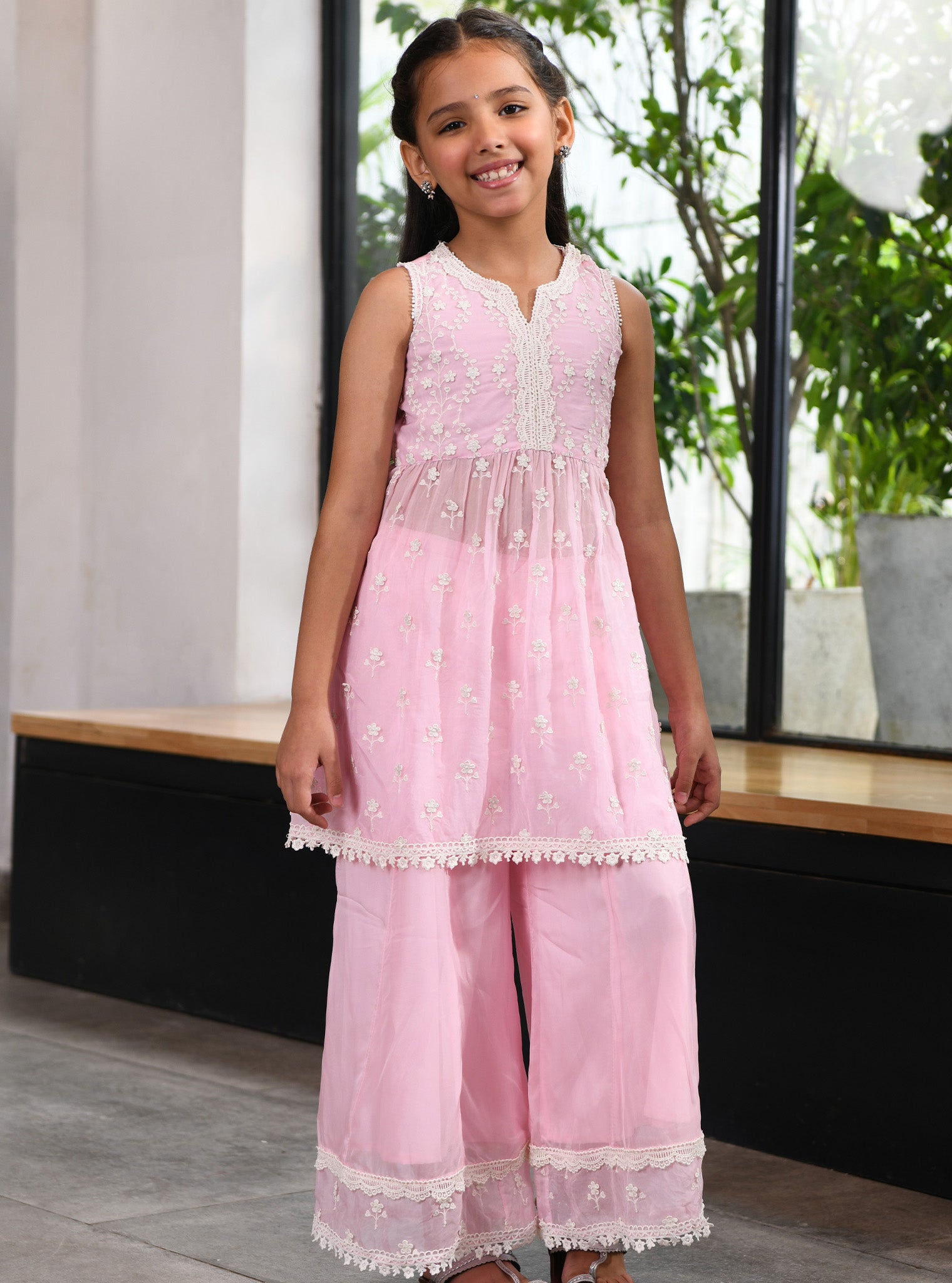 Mulmul PInk Organza Destiny Sharara