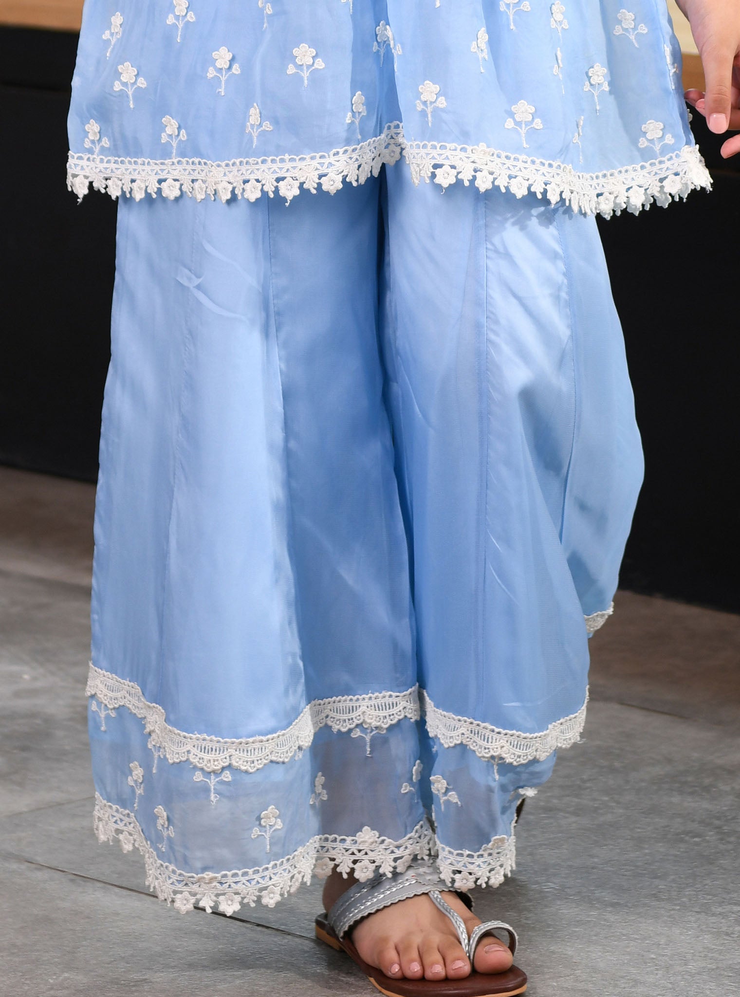 Mulmul Blue Organza Destiny Sharara