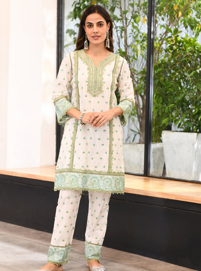 Mulmul Cotton Elsie Kurta Off White