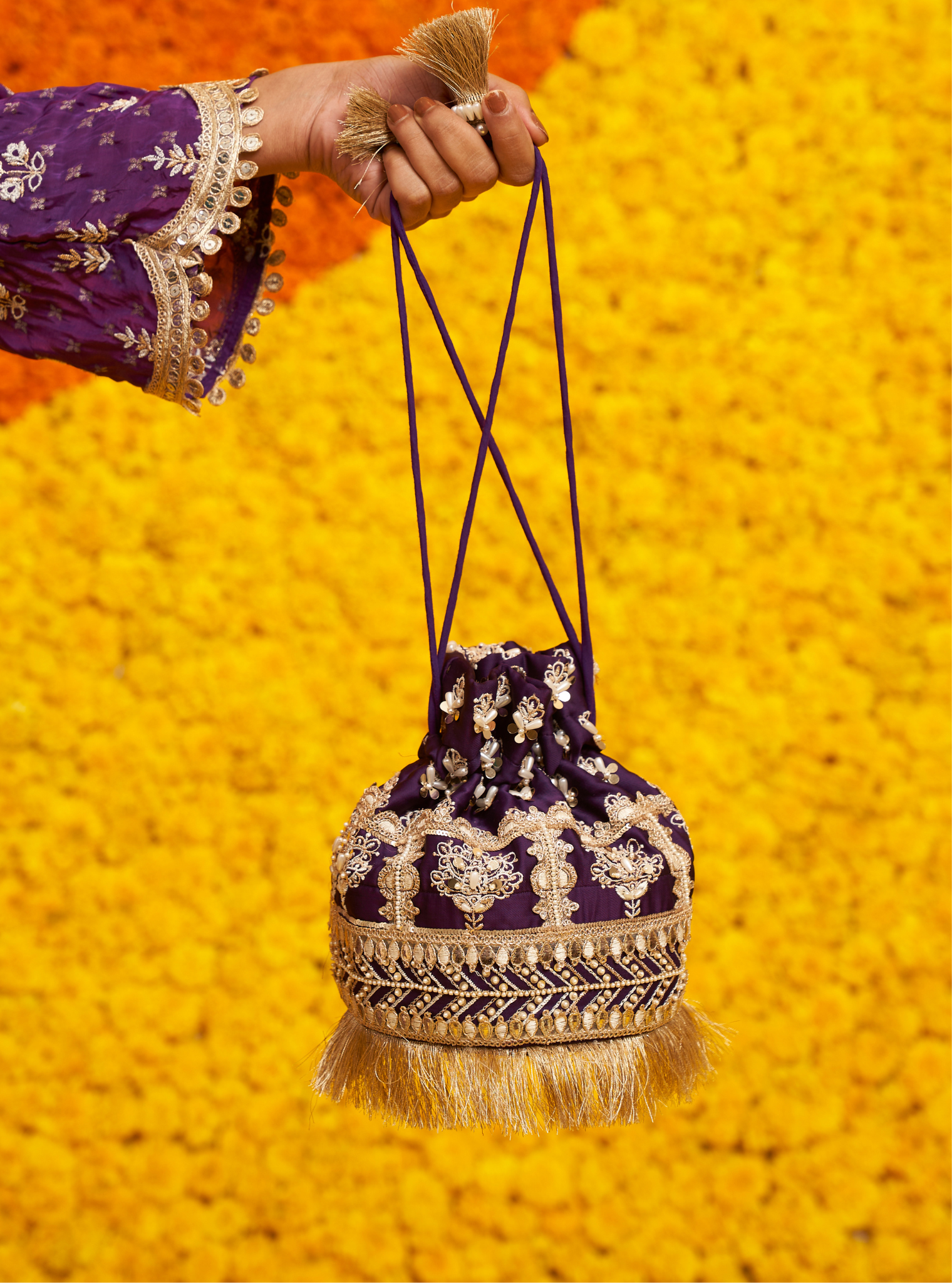 Mulmul Riddhi Purple Potli Bag