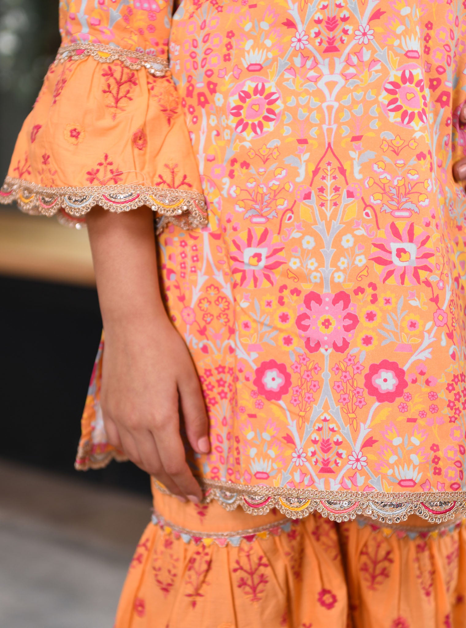 Mulmul Orange Cotton Grace Kurta