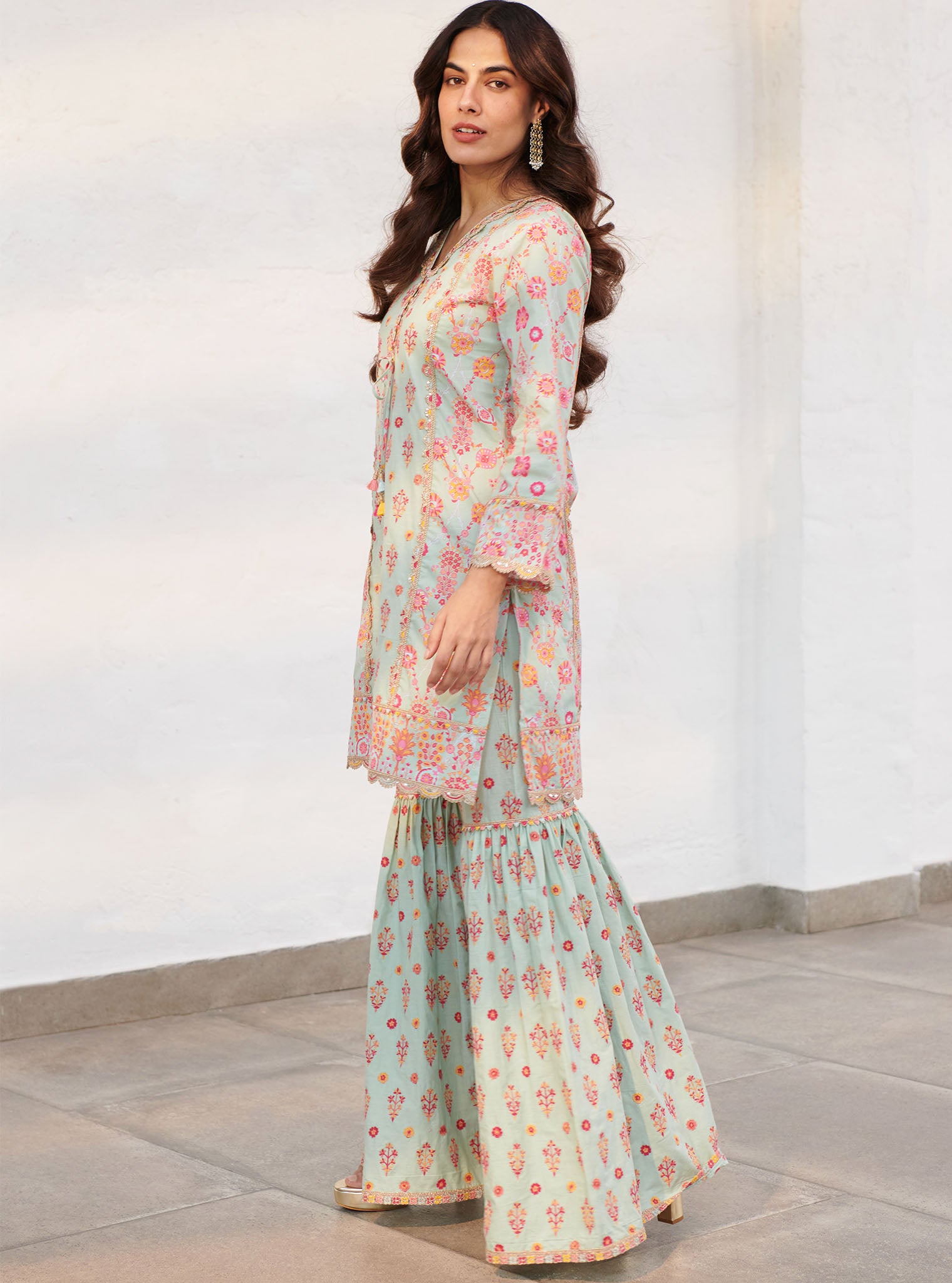 Mulmul Cotton Harper Green Sharara