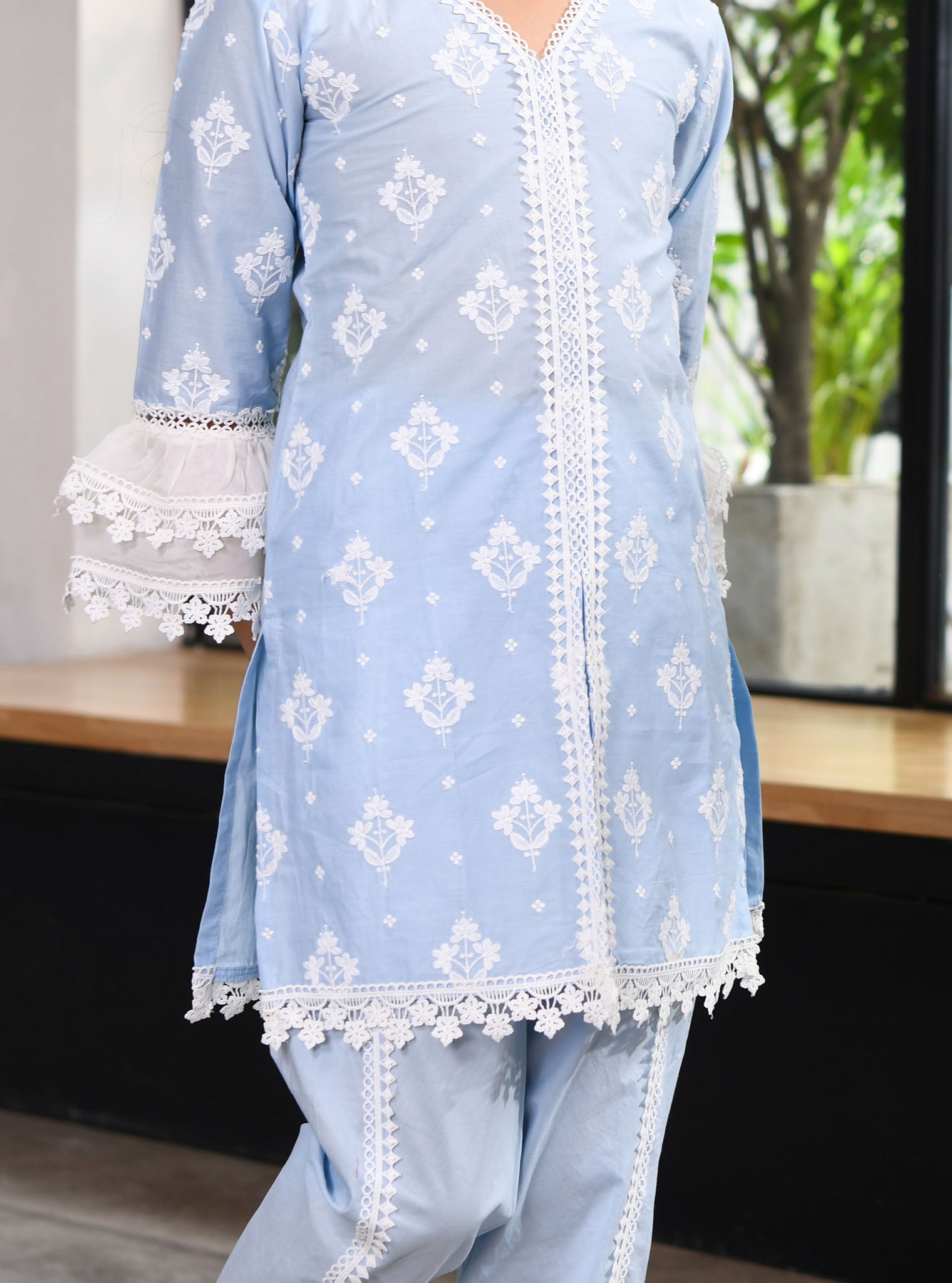 Mulmul Blue Cotton Hope Kurta