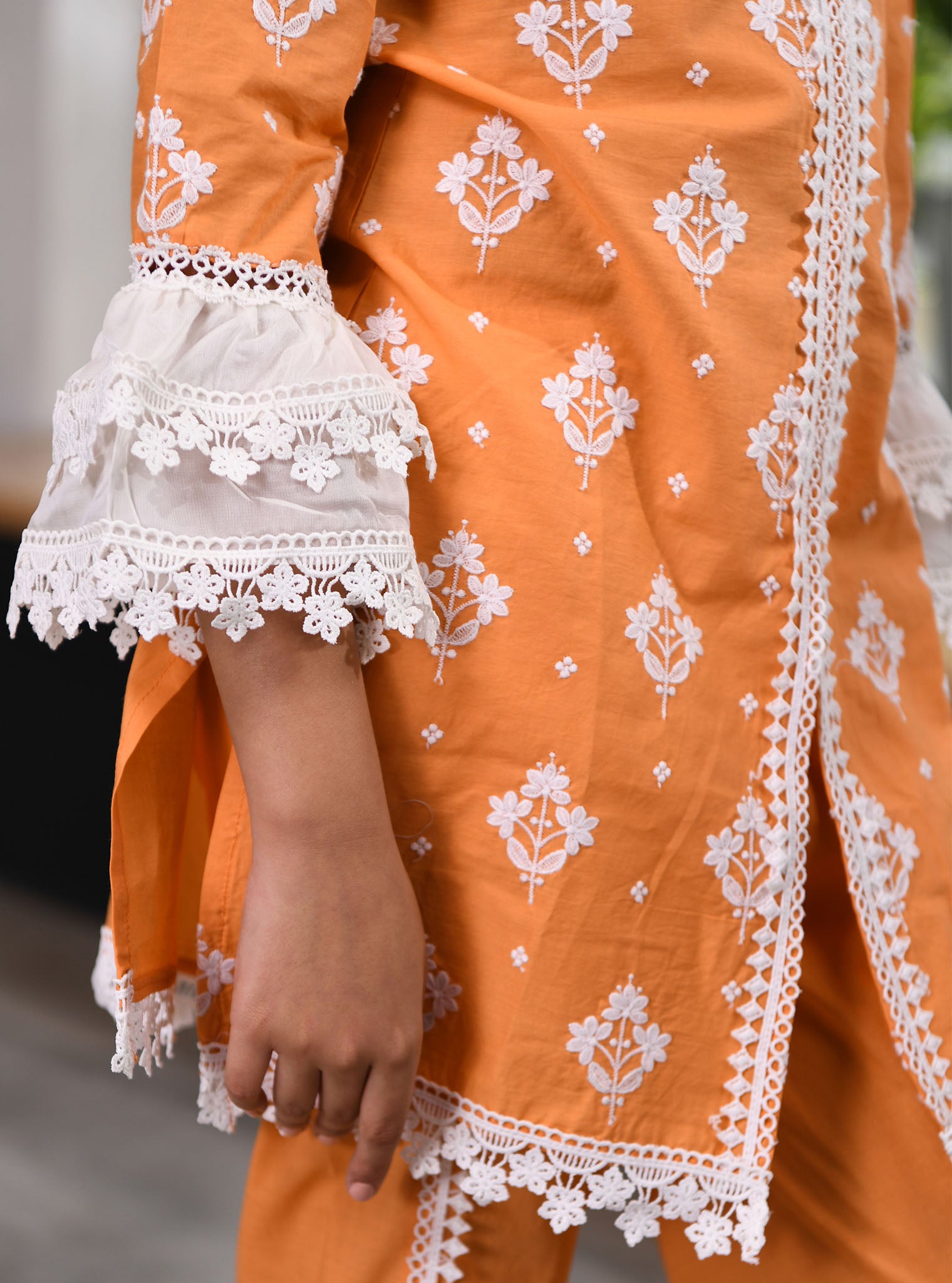 Mulmul Orange Cotton Hope Kurta