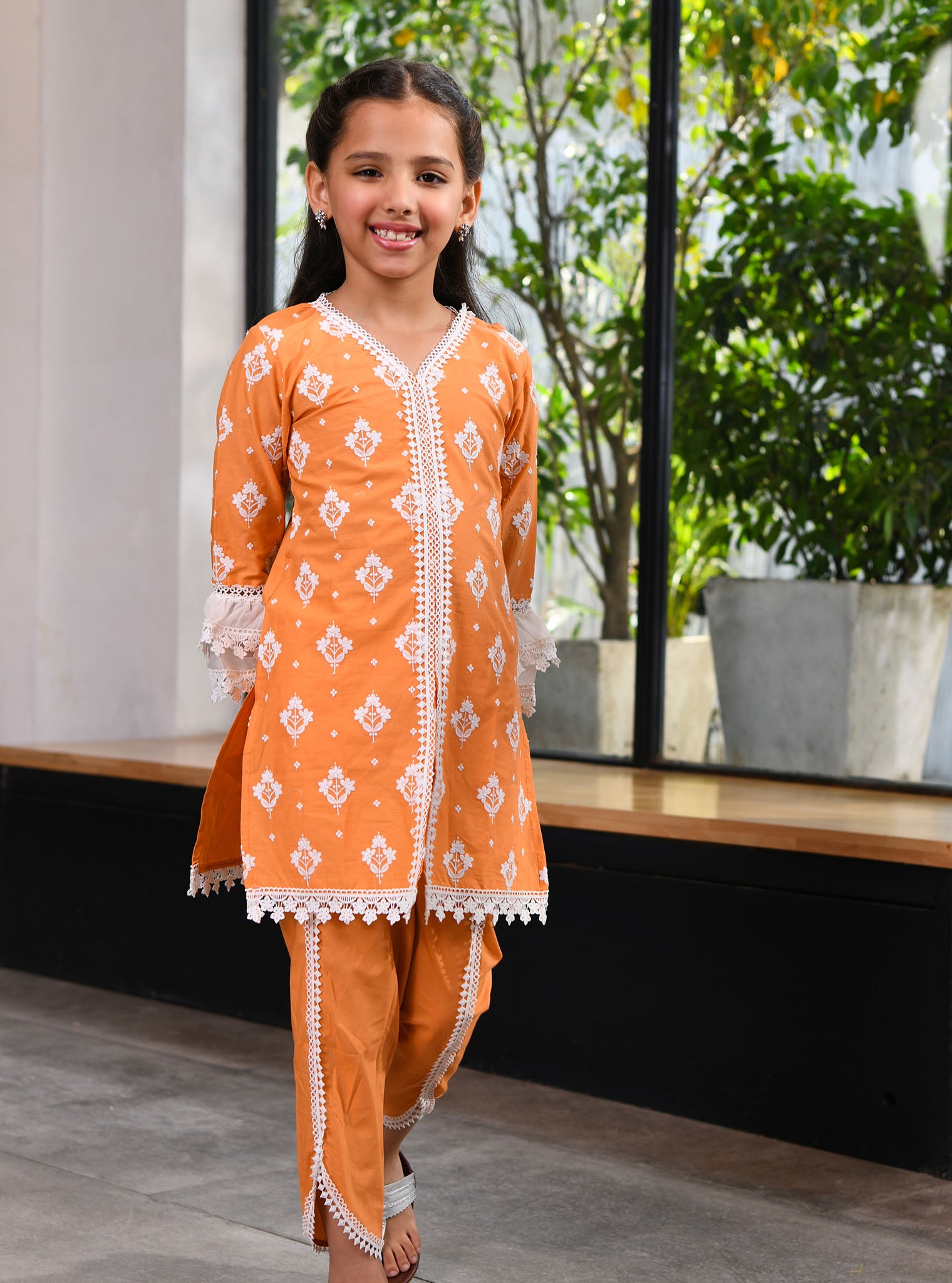Mulmul Orange Cotton Hope Kurta
