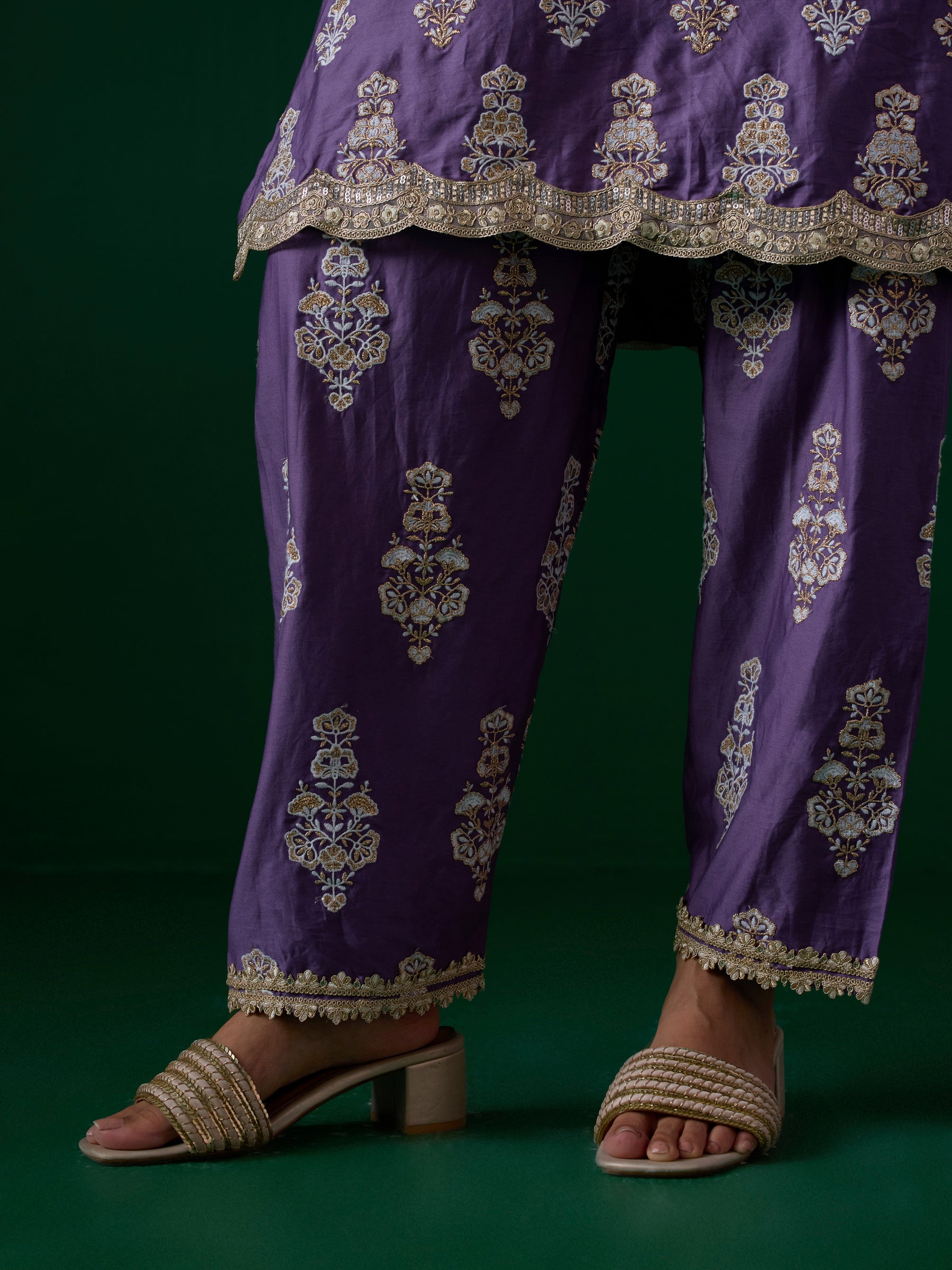 Intira Pima Satin Voilet Kurta Set