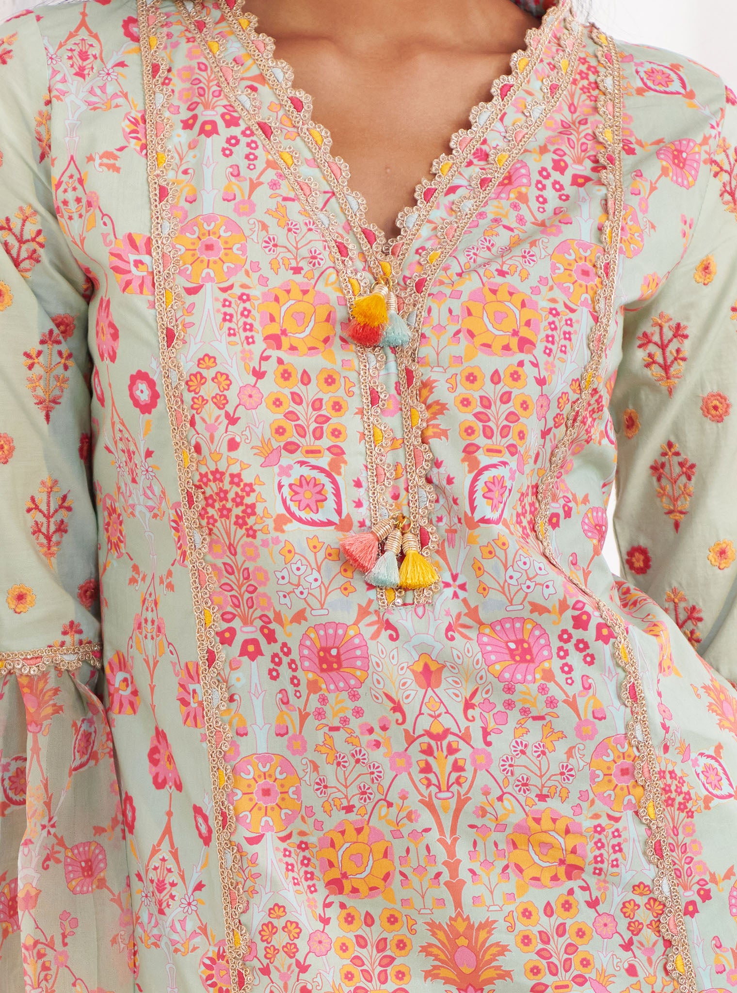 Mulmul Supima Cotton Isla Green Kurta