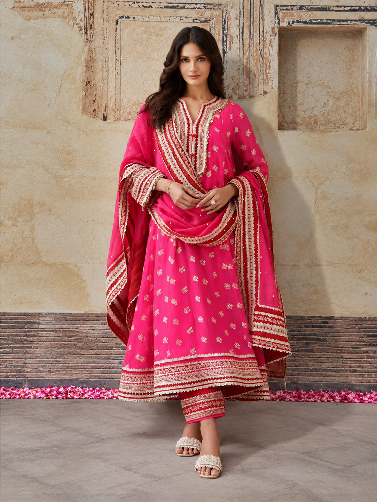 Ivana Organza Fuchsia Anarkali Kurta Set
