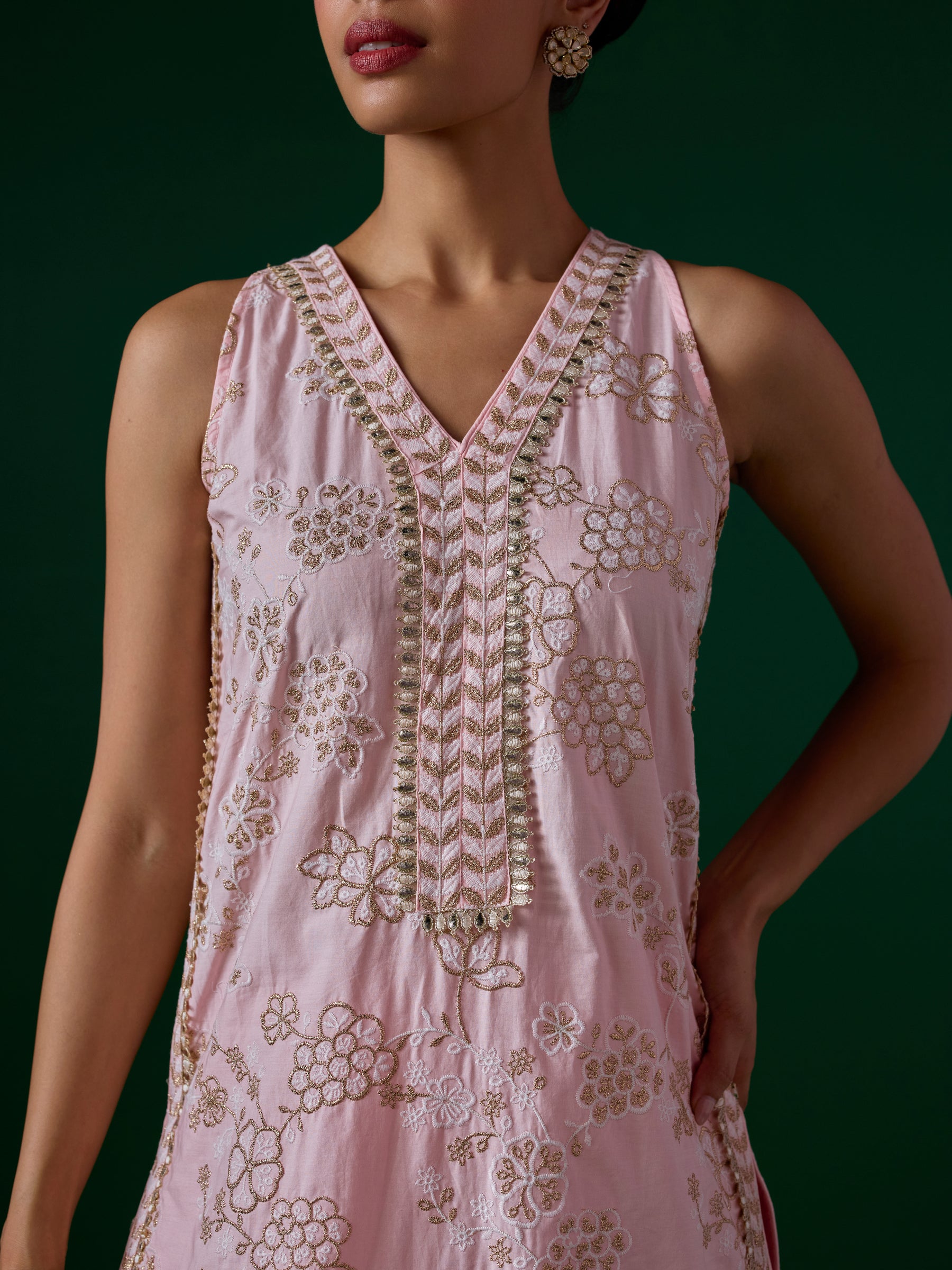 Jivara Supima Cotton Pink Kurta Set