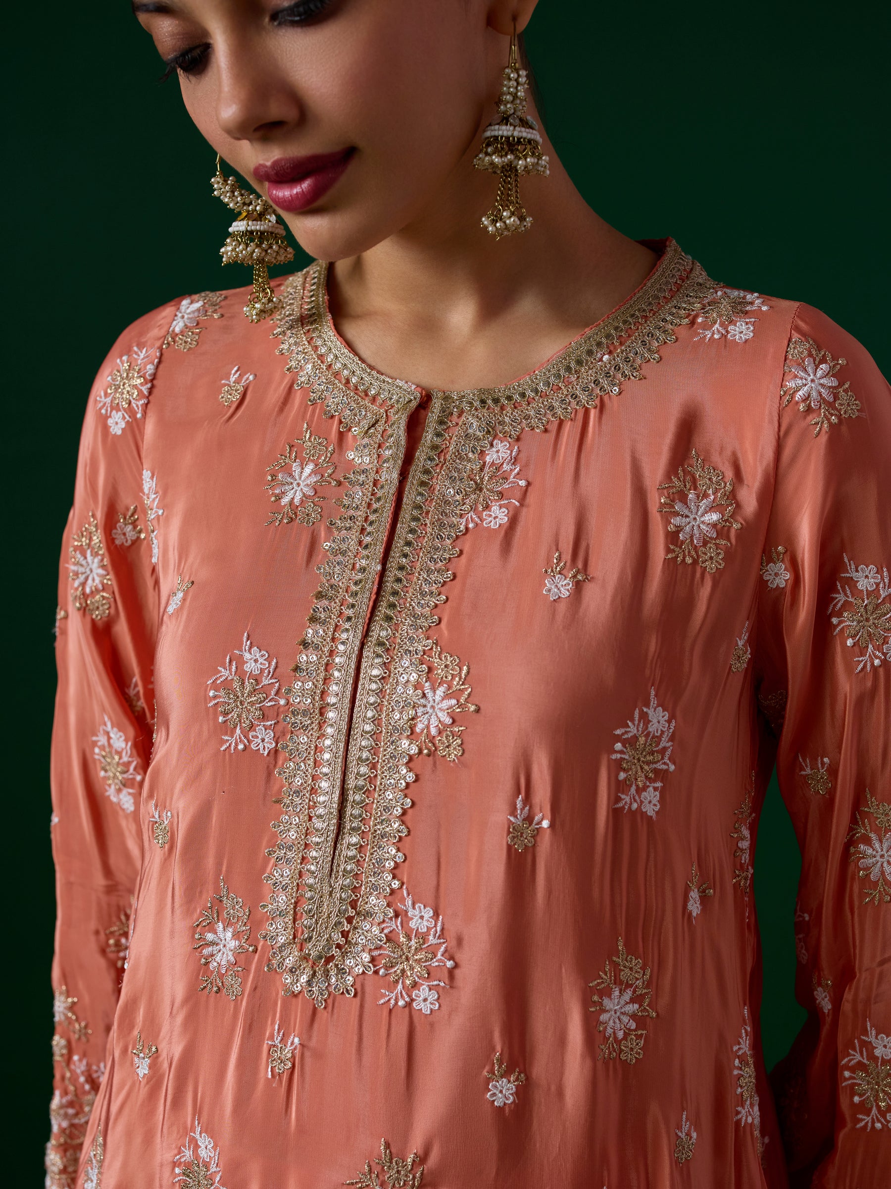 Kangna Crepe Terracotta Kurta Set