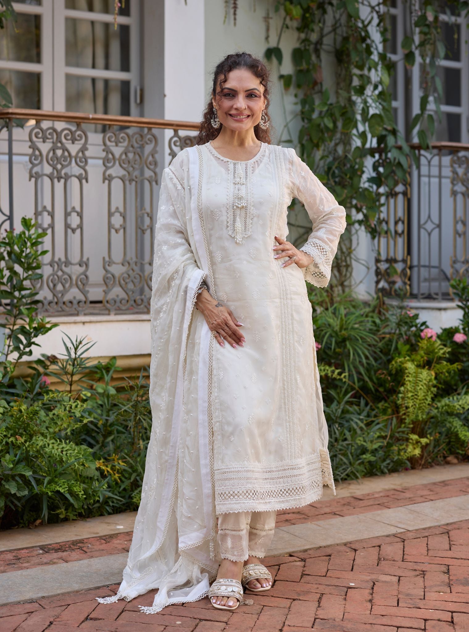Koko Organza Off White Kurta Set