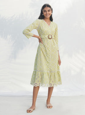 Mulmul Cotton Lillian Green Dress